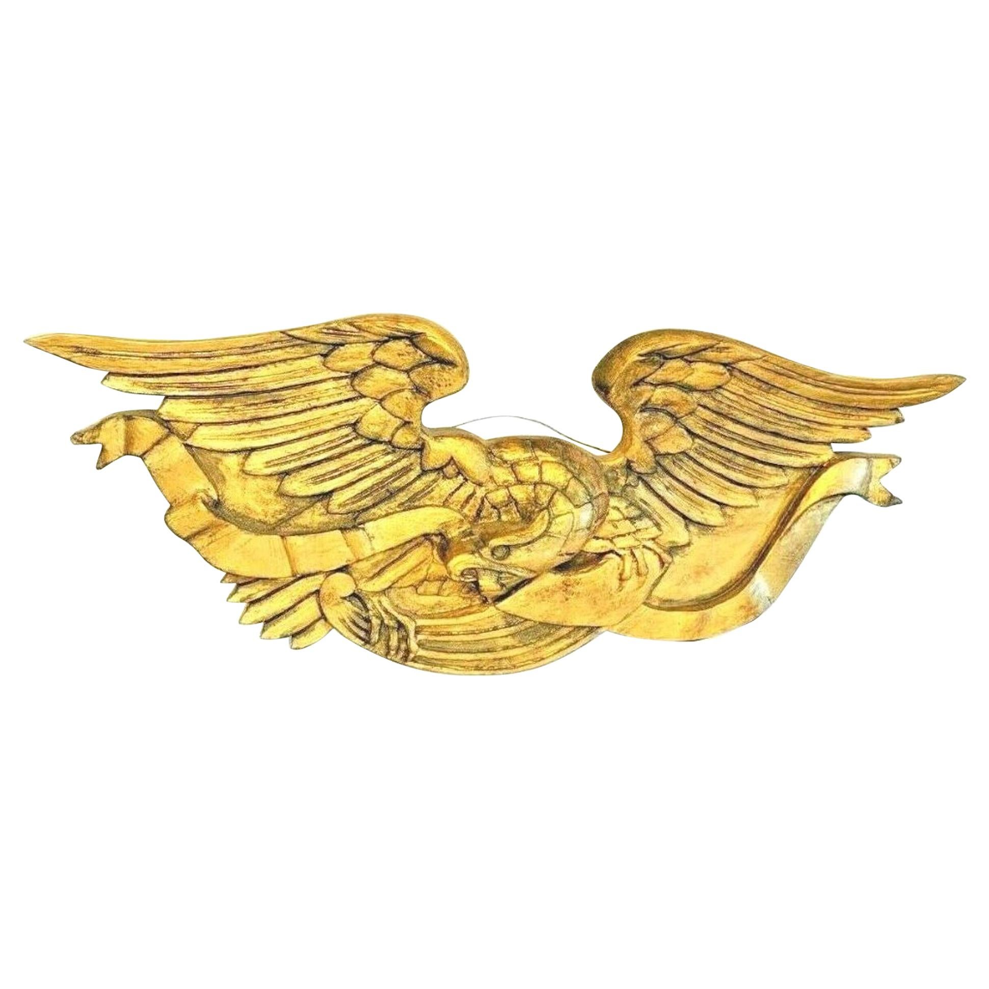 Vintage Hand-Carved and Gilded Bellamy Eagle with Ribbon