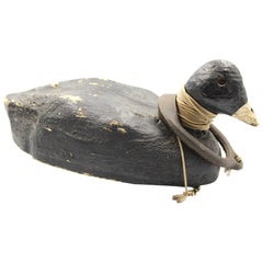 Vintage Hand-Carved and Hand-Painted Black Duck Decoy