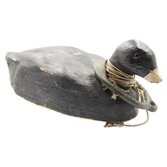 Vintage Hand-Carved and Hand-Painted Black Duck Decoy