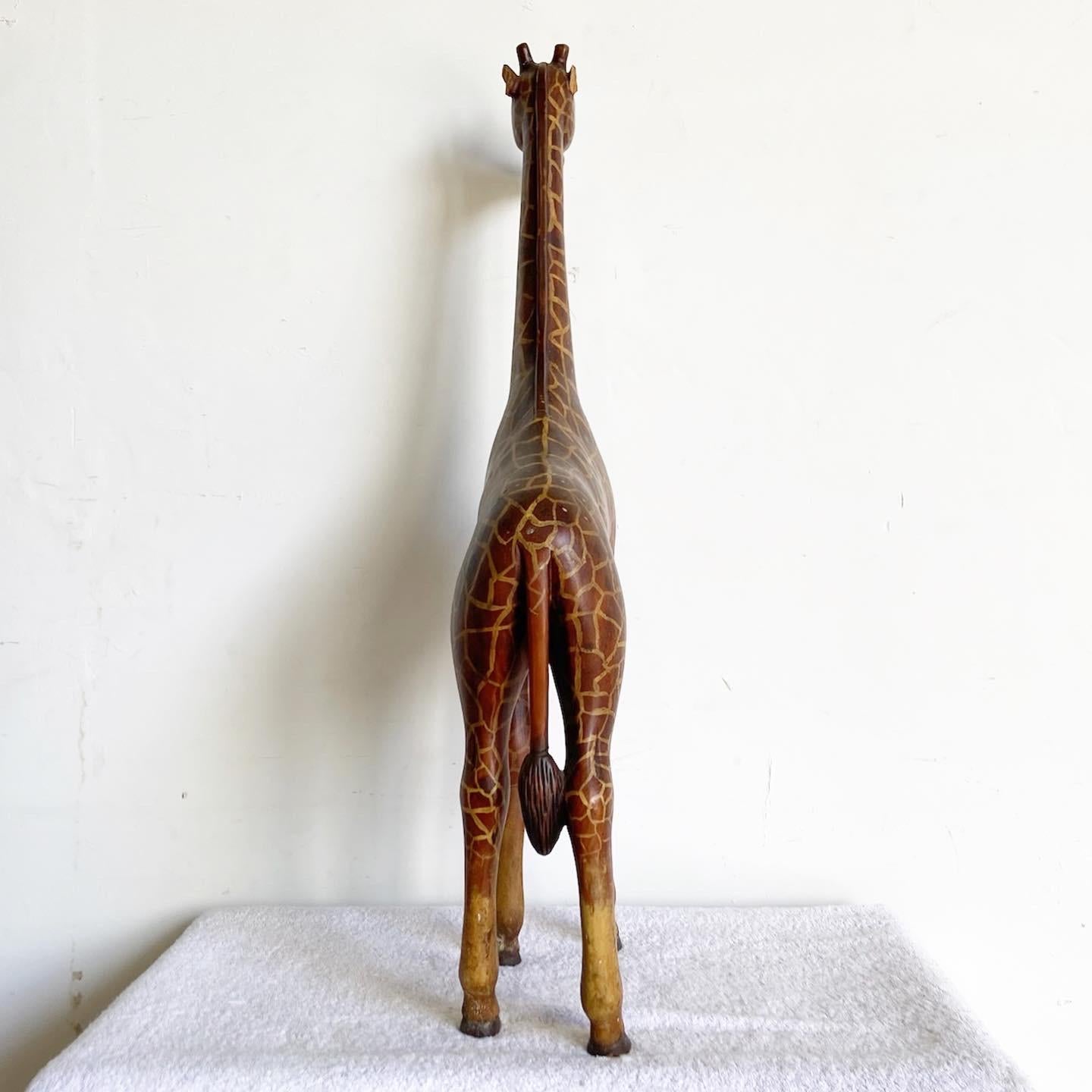 Spanish Vintage Hand Carved and Painted Giraffe Sculpture by Sarreid Ltd For Sale