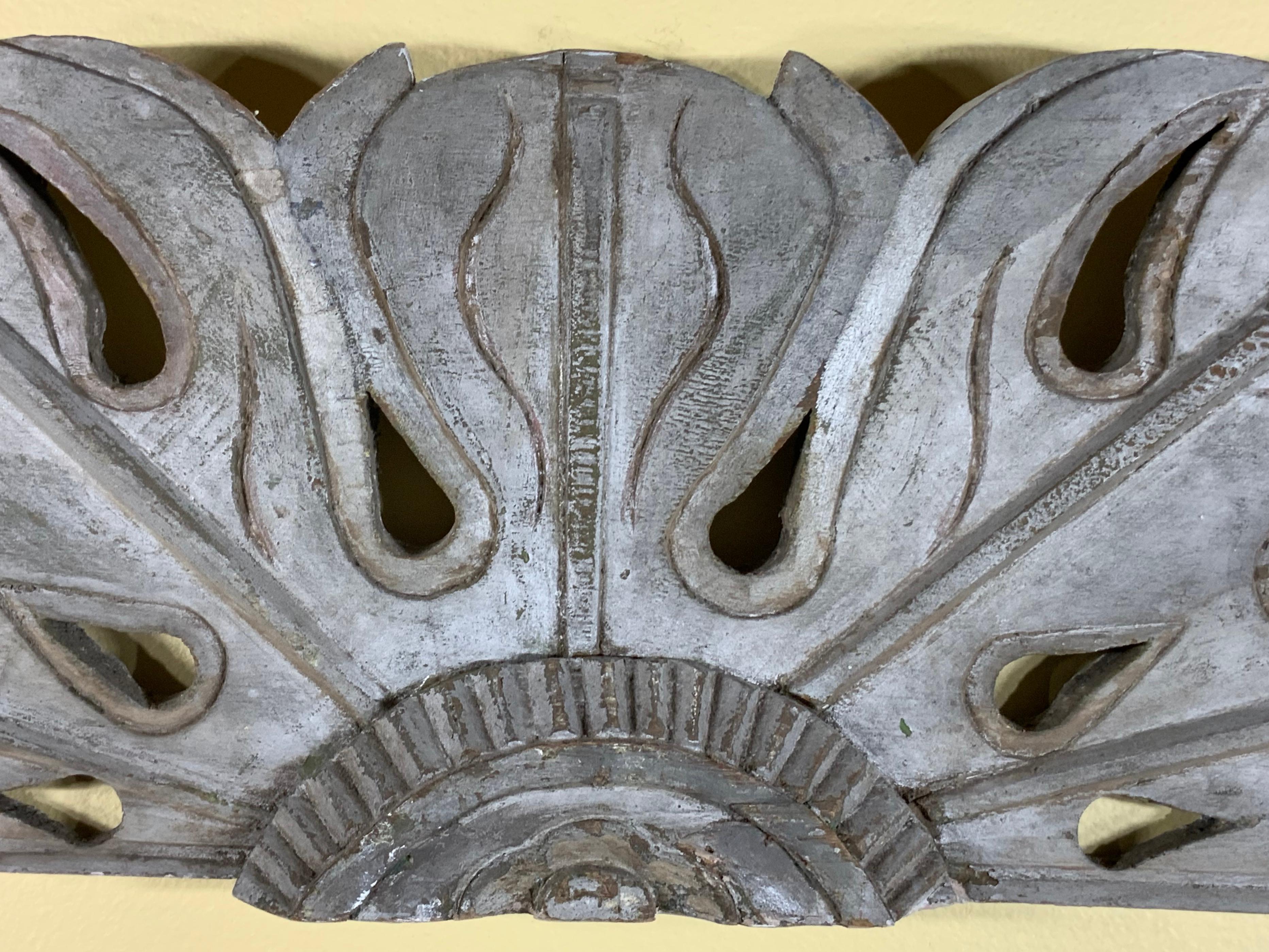 Vintage Hand Carved Architectural Wood Wall Hanging In Good Condition In Delray Beach, FL