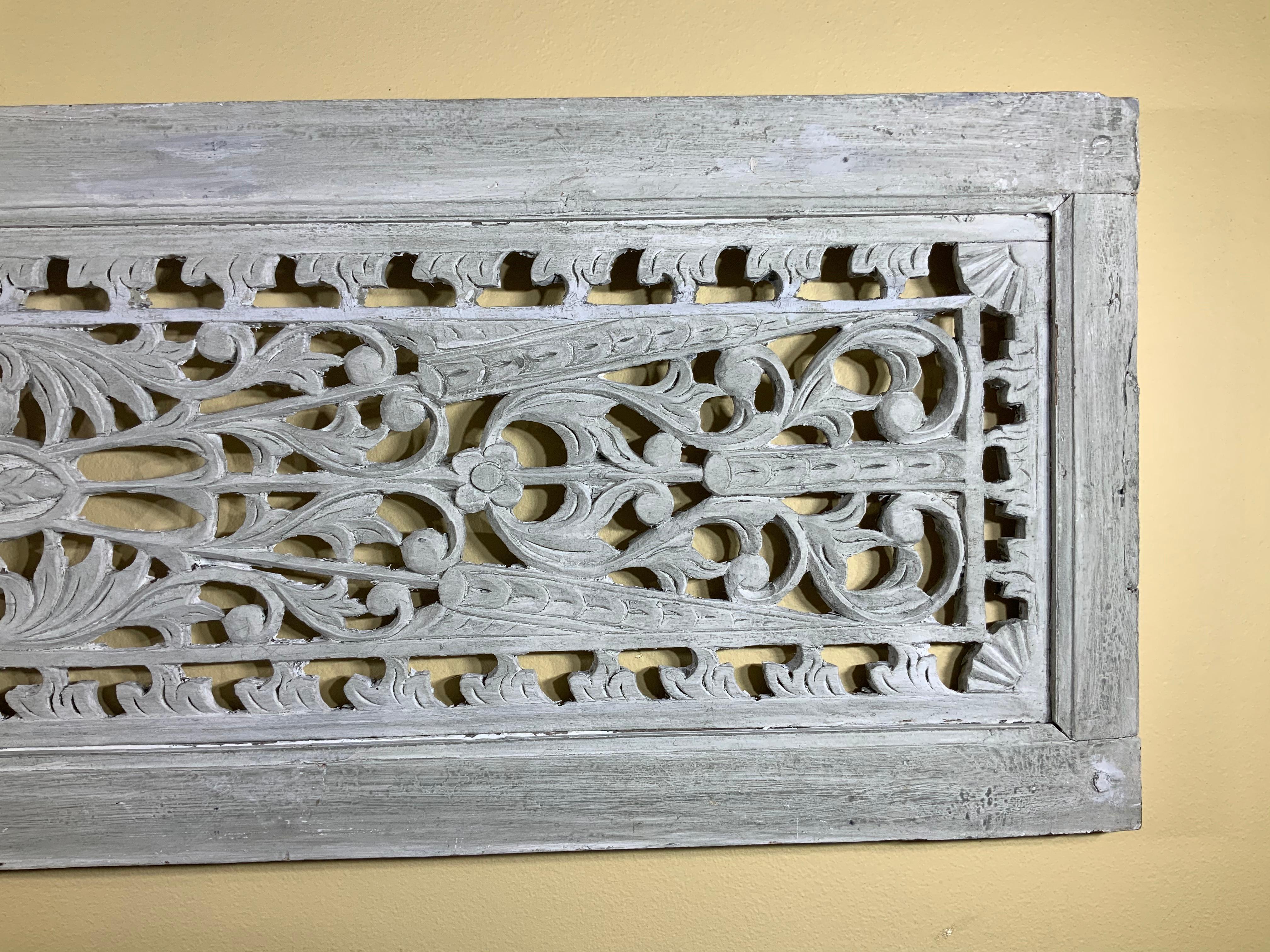 Hand-Carved Vintage Hand Carved Architectural Wood Wall Hanging