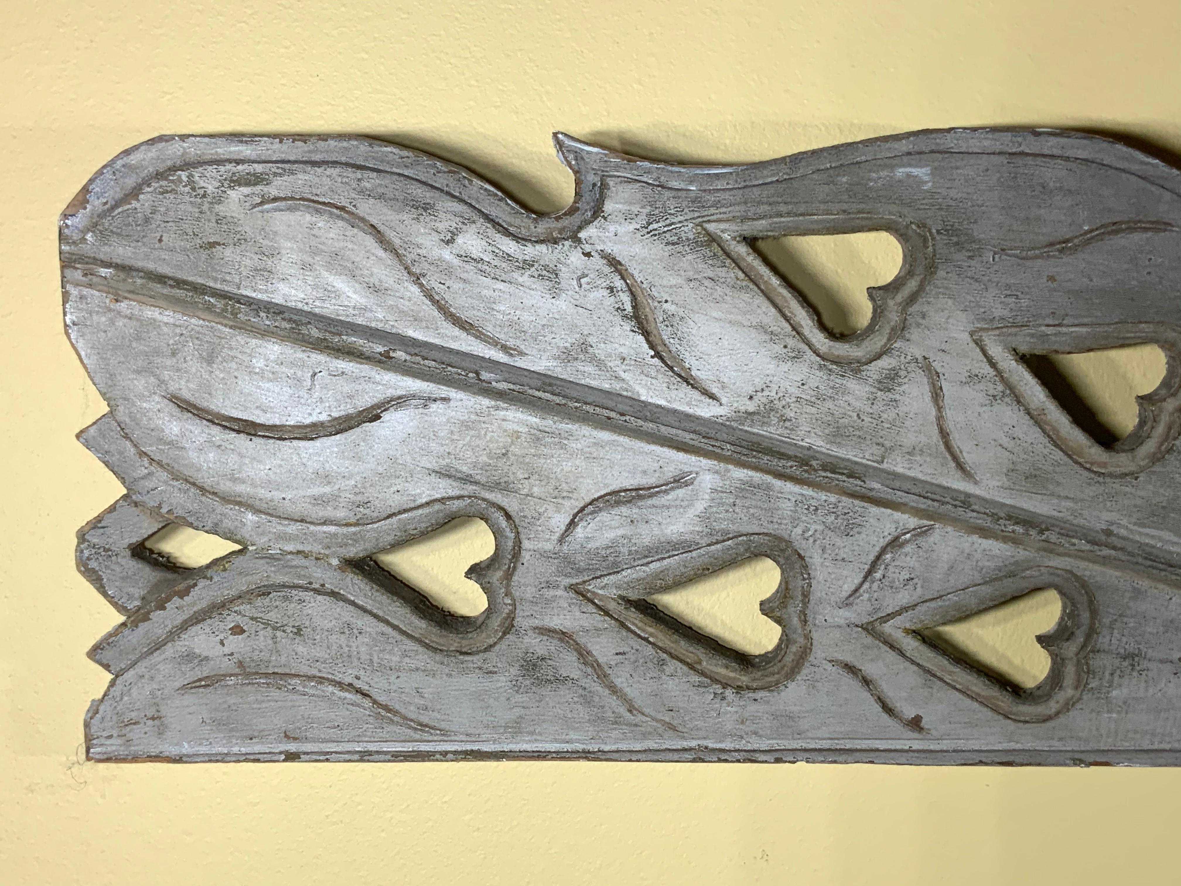 Mid-20th Century Vintage Hand Carved Architectural Wood Wall Hanging