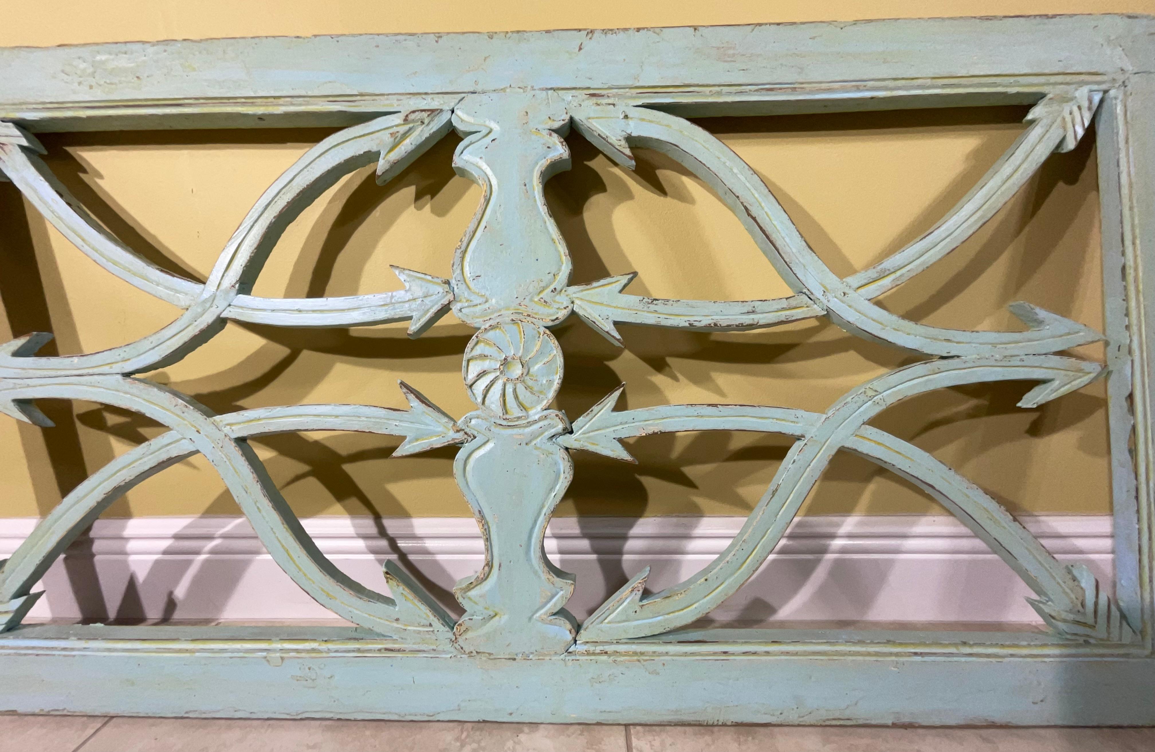 Vintage Hand Carved Architectural Wood Wall Hanging In Good Condition For Sale In Delray Beach, FL