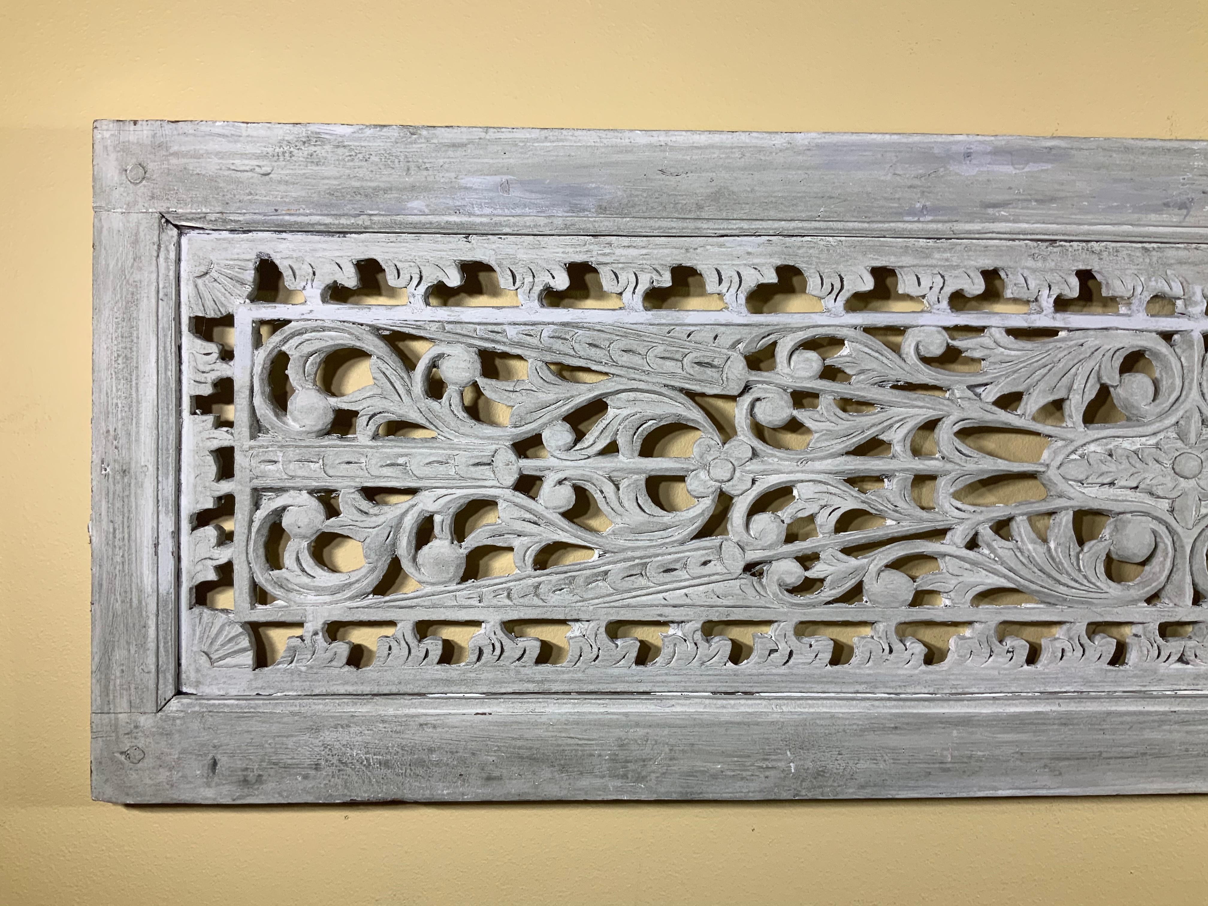 Mid-20th Century Vintage Hand Carved Architectural Wood Wall Hanging