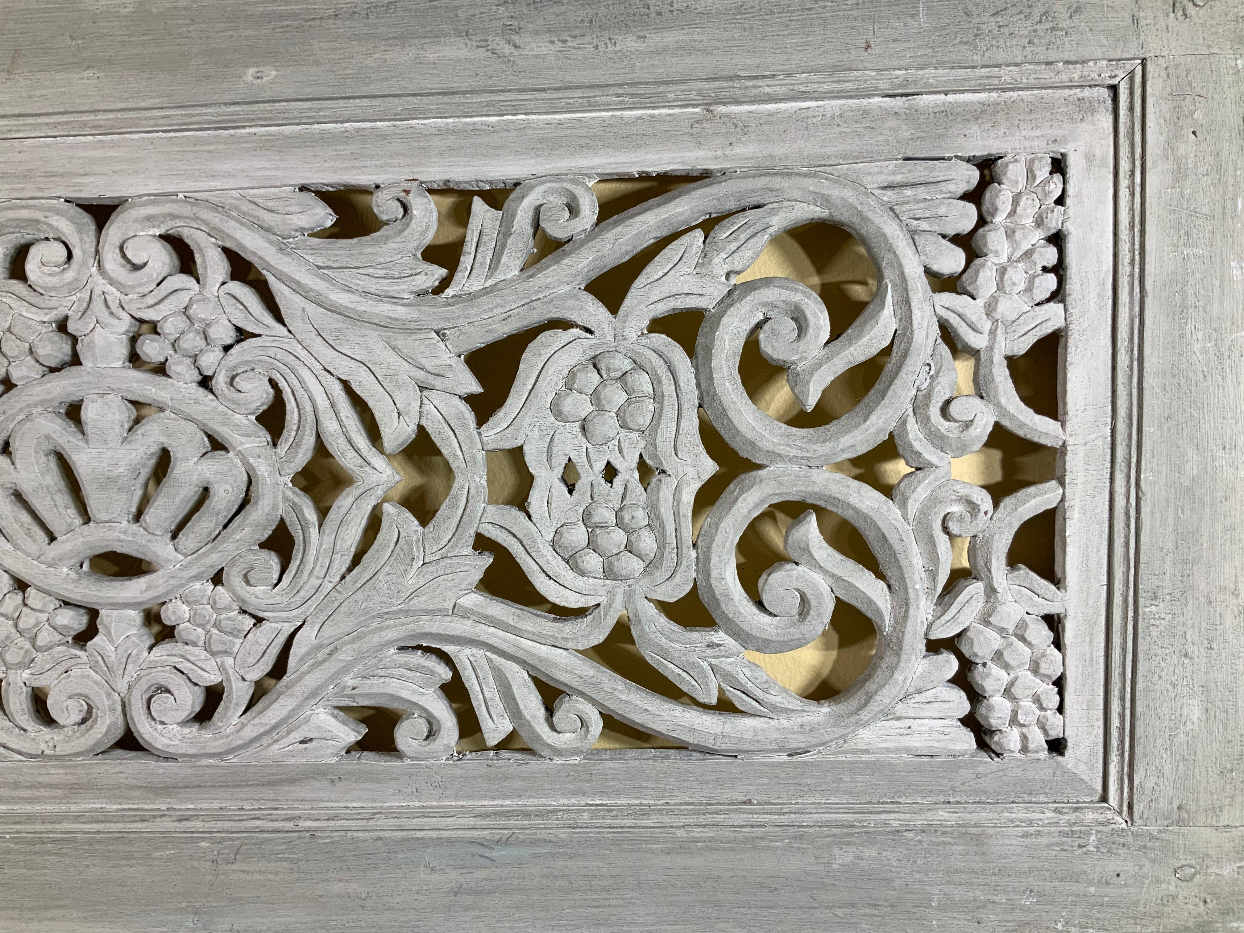 Vintage Hand Carved Architectural Wood Wall Hanging For Sale 2