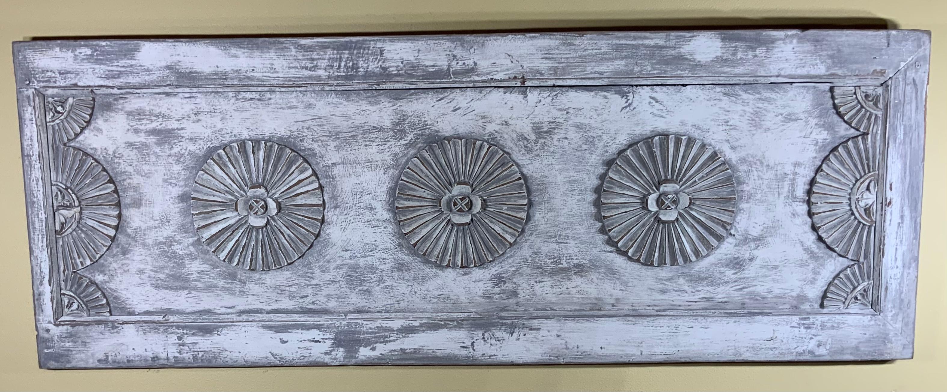 Vintage Hand Carved Architectural Wood Wall Hanging For Sale 2