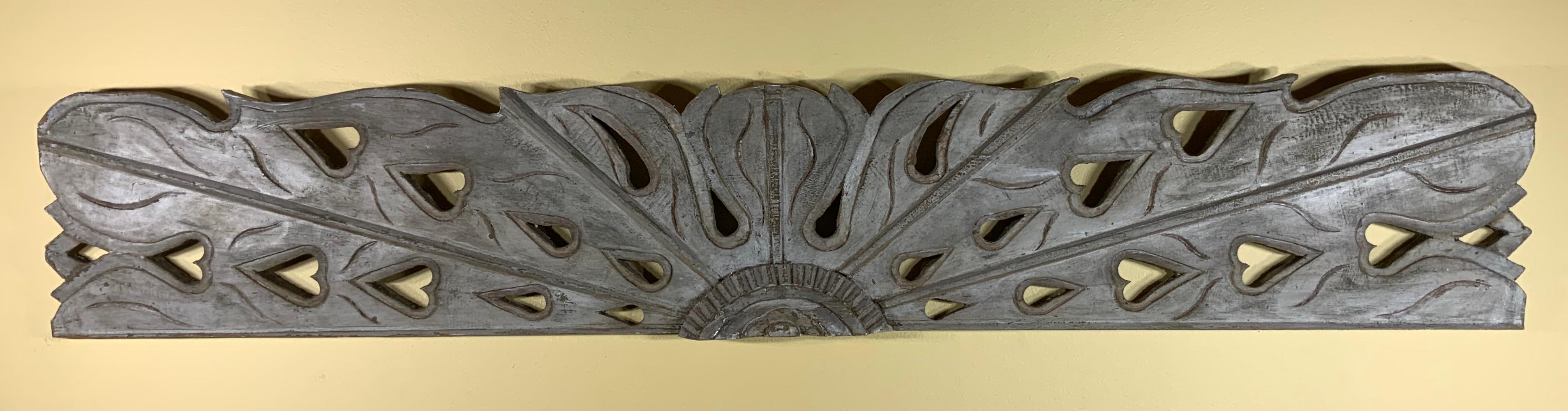 Vintage Hand Carved Architectural Wood Wall Hanging 4