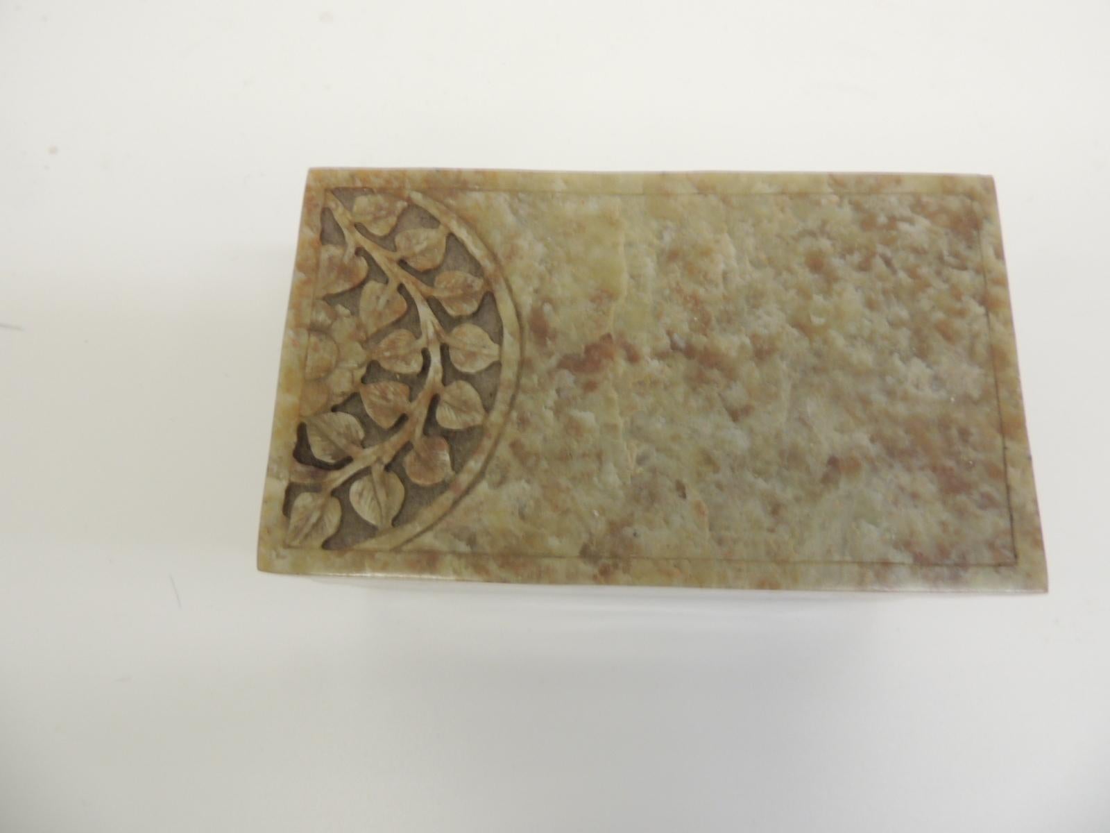 Vintage HandCarved Asian Soapstone Box For Sale at 1stDibs
