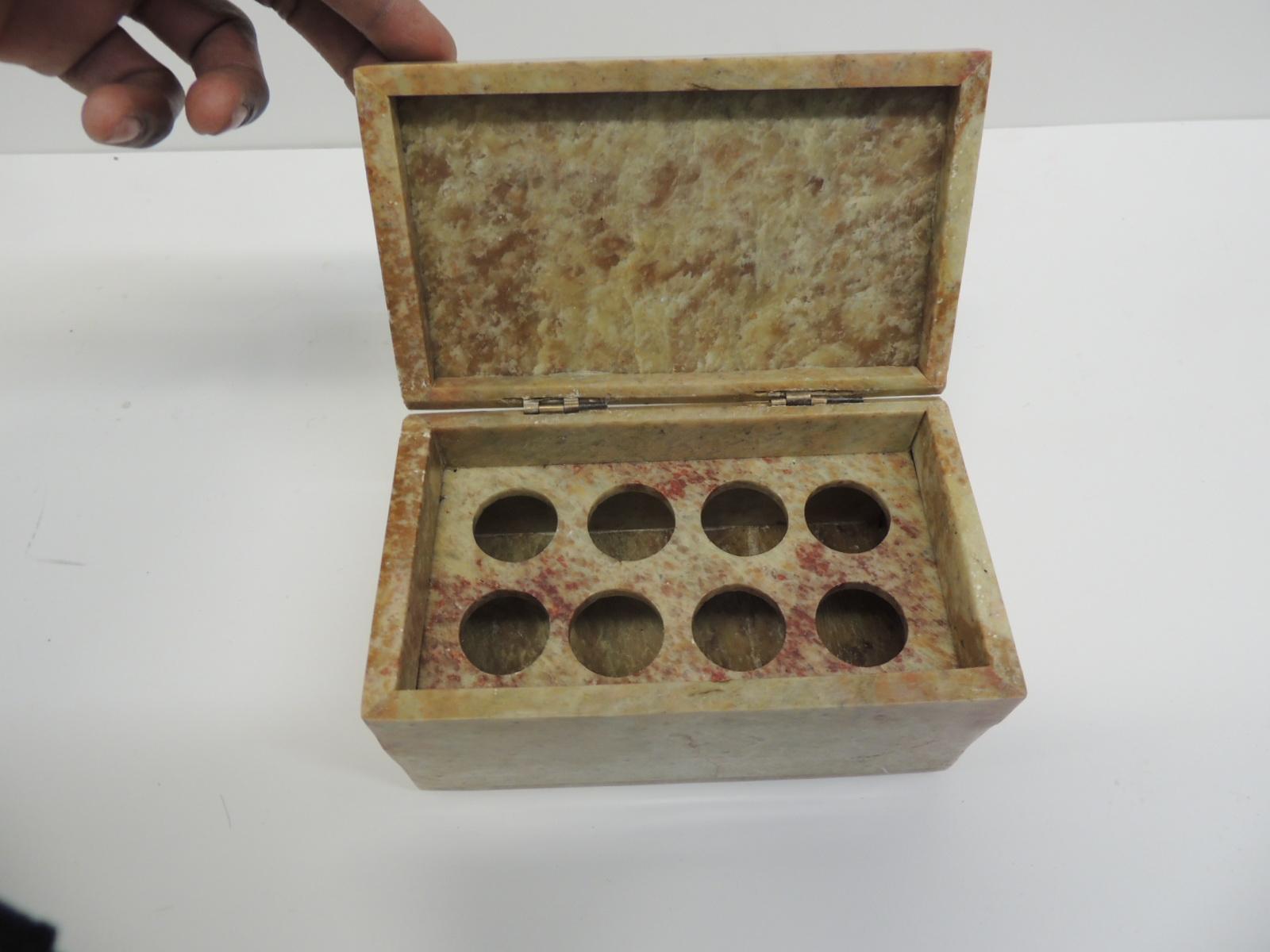 Vintage HandCarved Asian Soapstone Box For Sale at 1stDibs