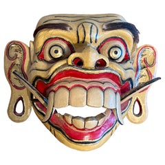 Vintage Hand-Carved Balinese Demon Mask with Articulated Jaw