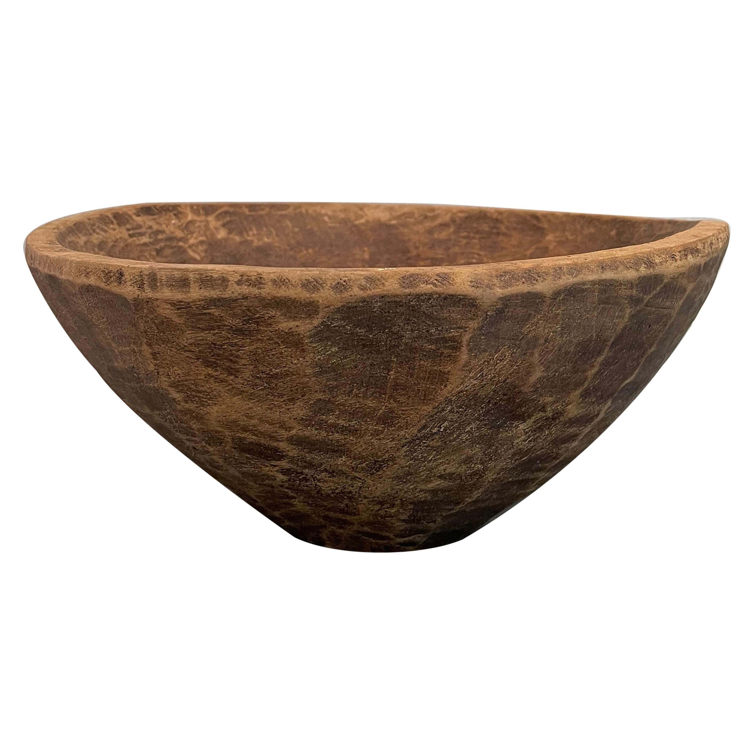 Vintage Hand Carved Balinese Wooden Bowl For Sale