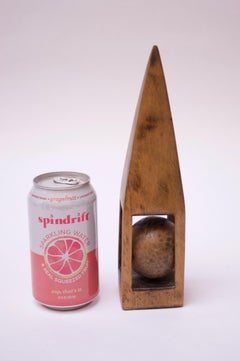 Vintage Hand-Carved "Ball in Cage" Obelisk Whimsy Sculpture