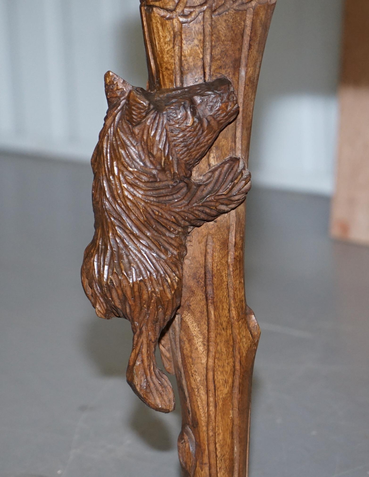 Vintage Hand Carved Black Forest Wood Bear Chair with Bears Climbing the Legs In Good Condition In West Sussex, Pulborough