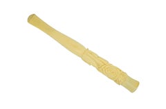 Vintage Hand Carved Bone Cigarette Holder Stick High Relief Foliate Flowers 4"