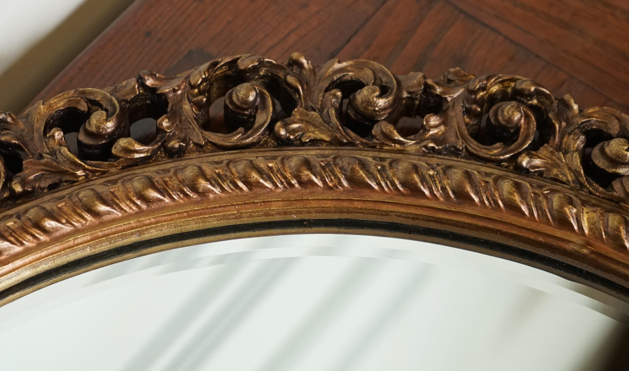 Mirror VINTAGE HAND CARVED BRONZE CIRCULAR BEVELLED WALL MIRROR j1 For Sale