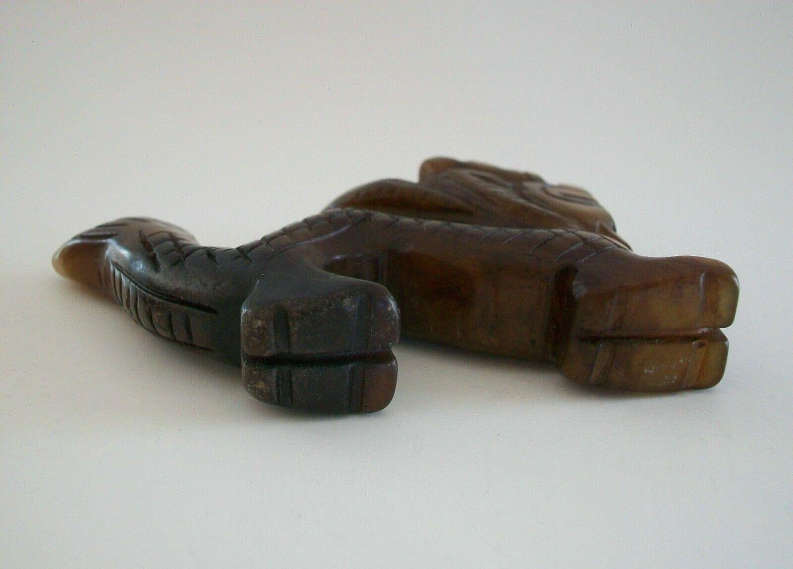 Vintage Hand Carved Brown / Amber Jadeite Dragon, China, Mid/Late 20th Century For Sale 5