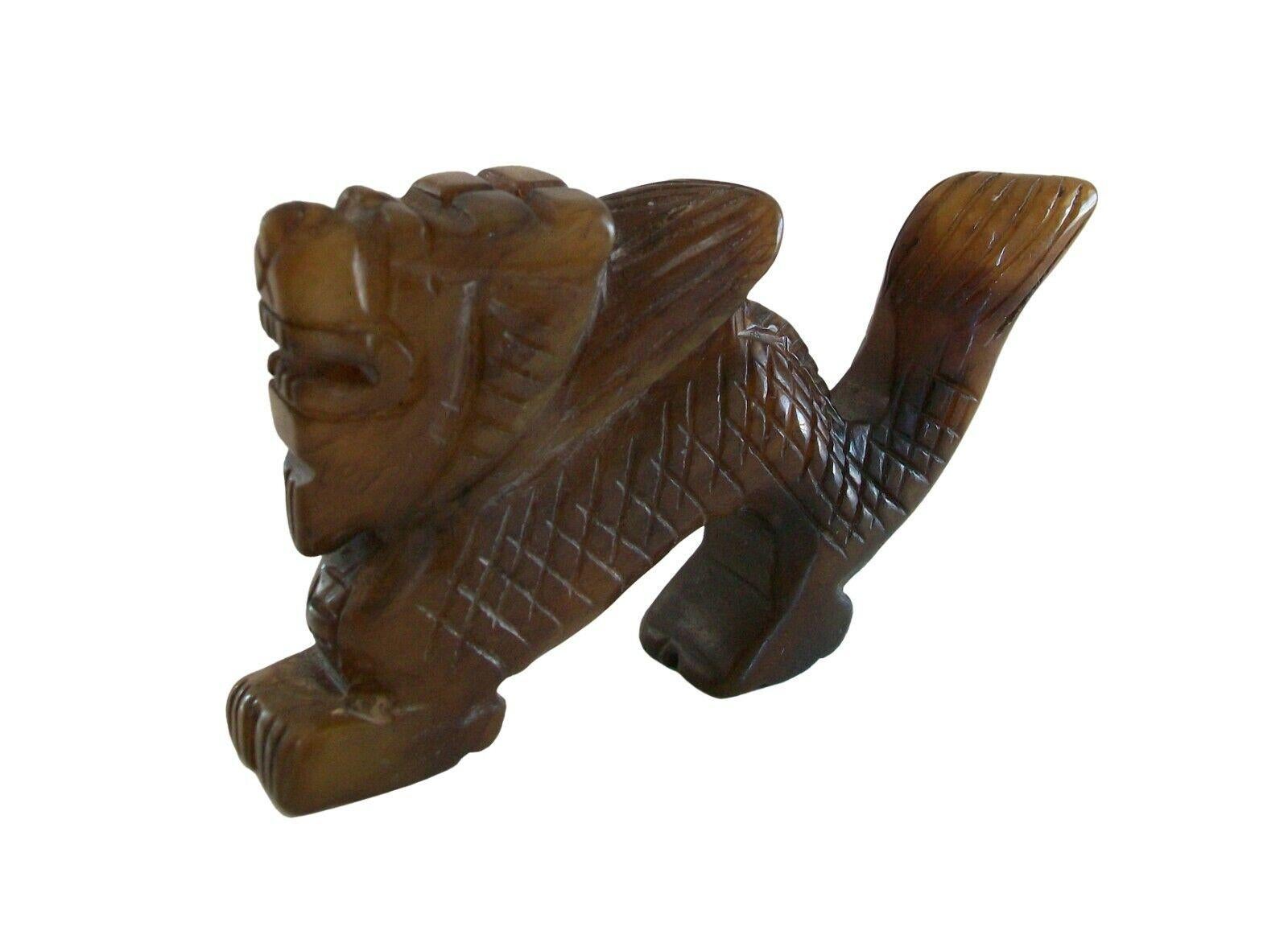 Qing Vintage Hand Carved Brown / Amber Jadeite Dragon, China, Mid/Late 20th Century For Sale
