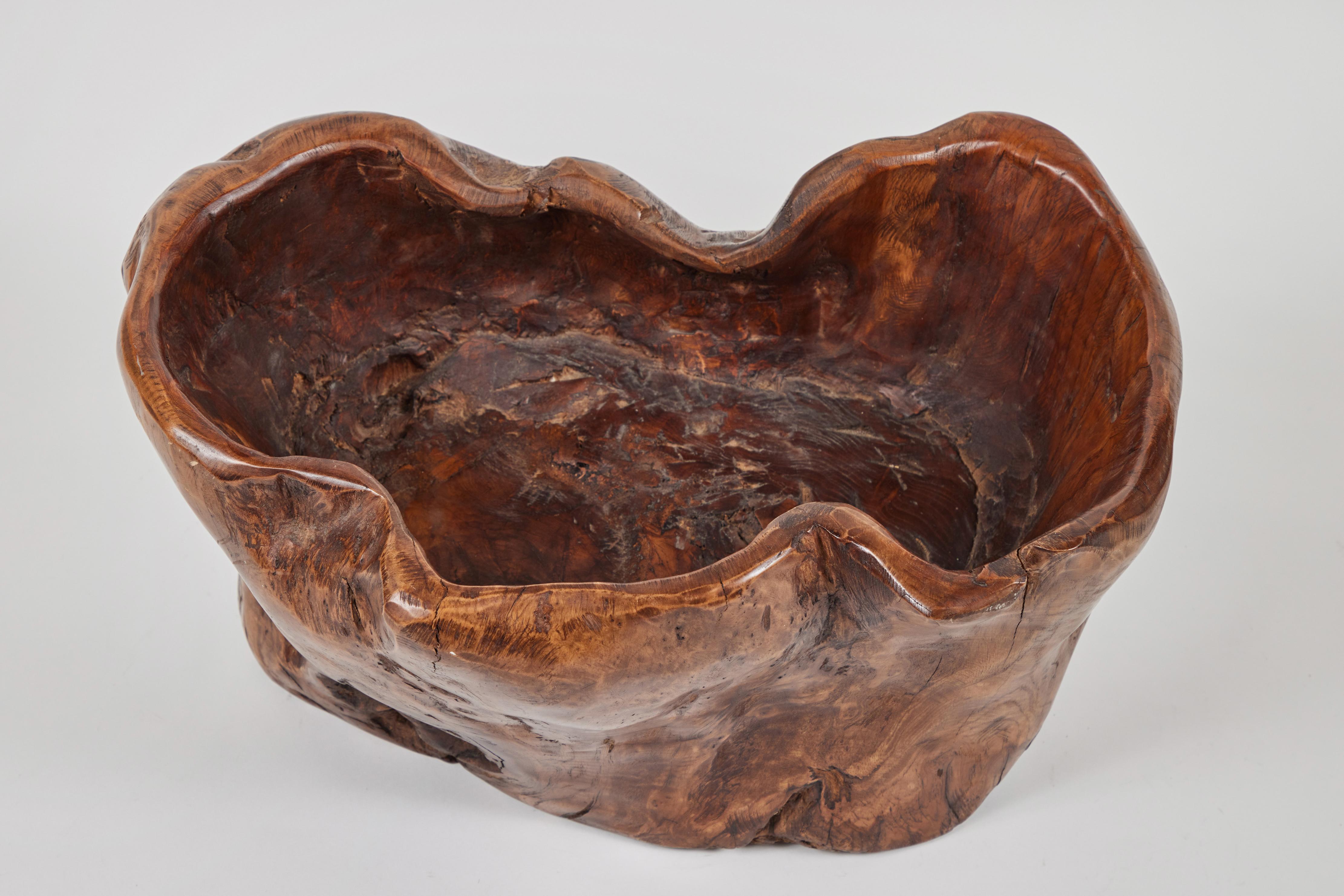 Vintage hand carved burl walnut bowl.
