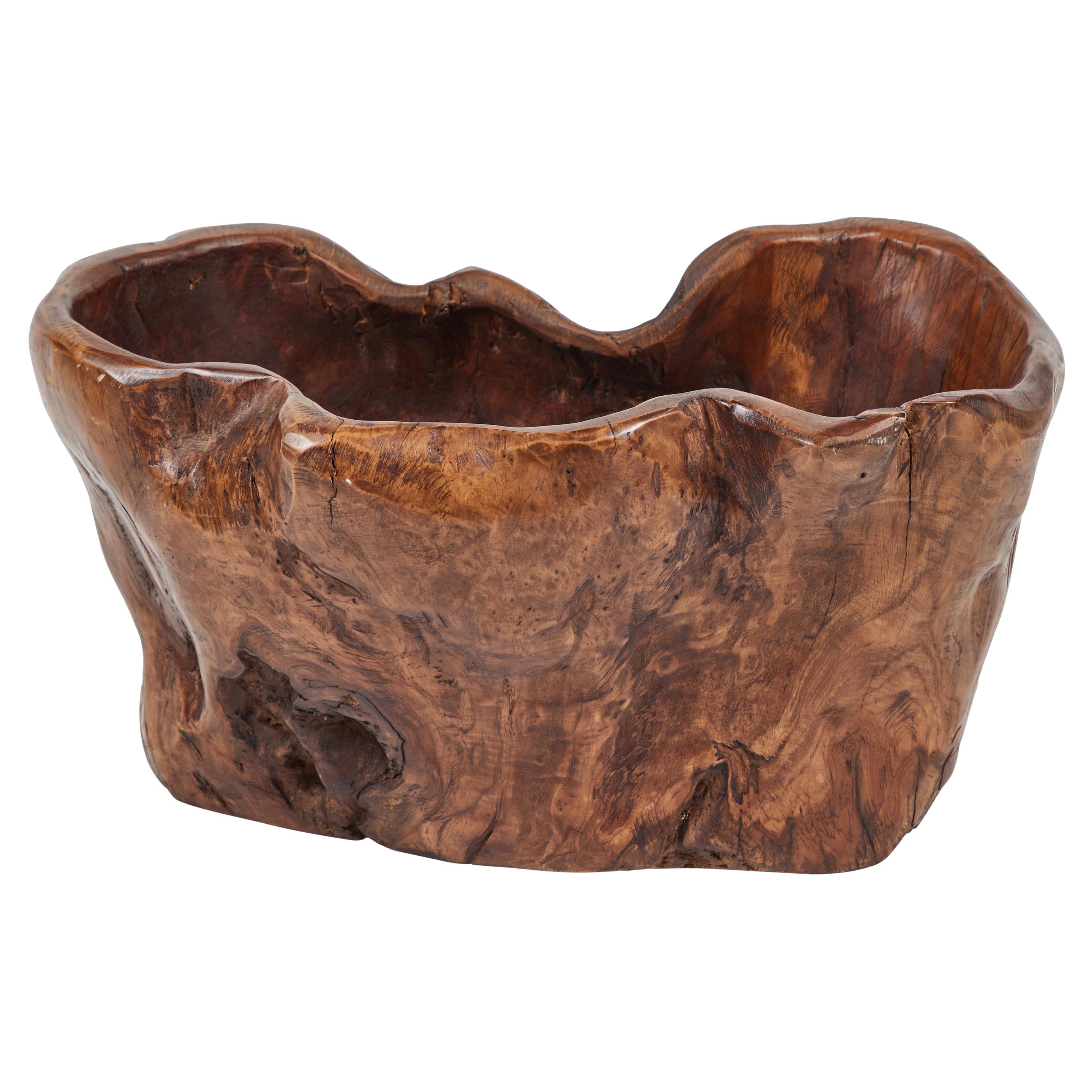 Vintage Hand Carved Burl Walnut Bowl