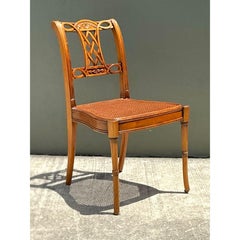 Vintage Hand Carved Cane Side Chair