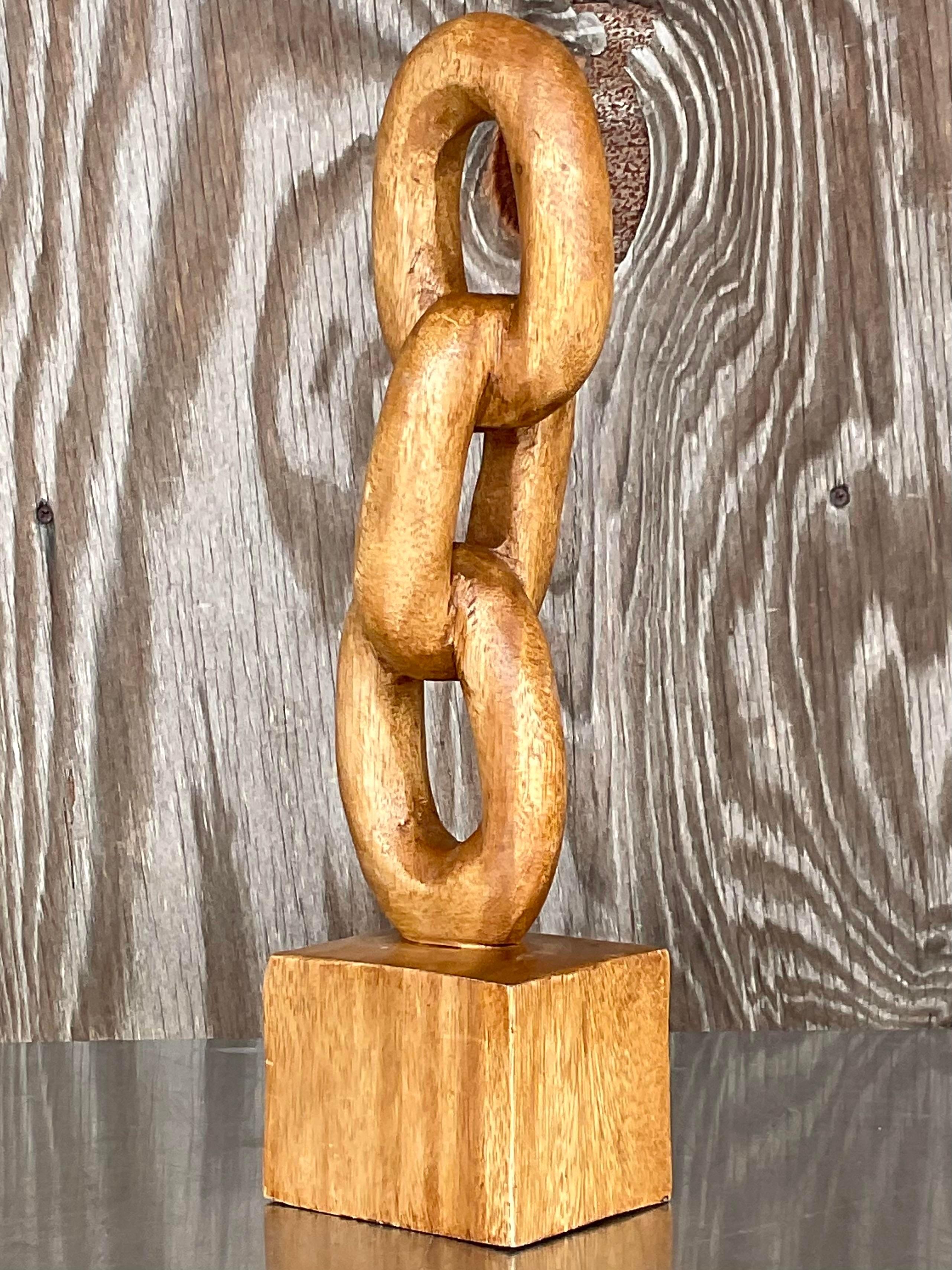 Vintage Hand Carved Chain Link Sculpture For Sale 5