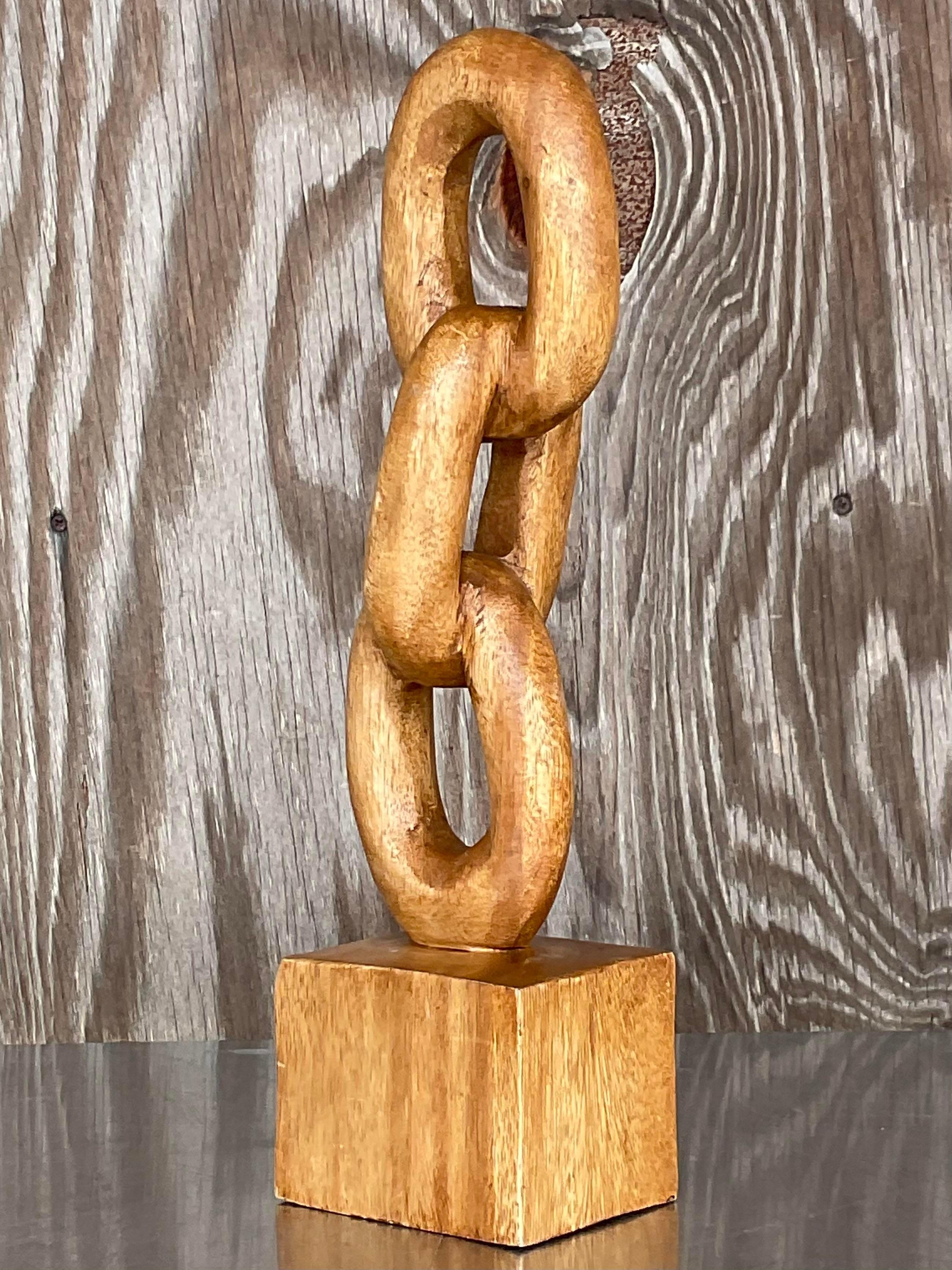 Vintage Hand geschnitzt Kette Link Skulptur (Böhmisch) im Angebot