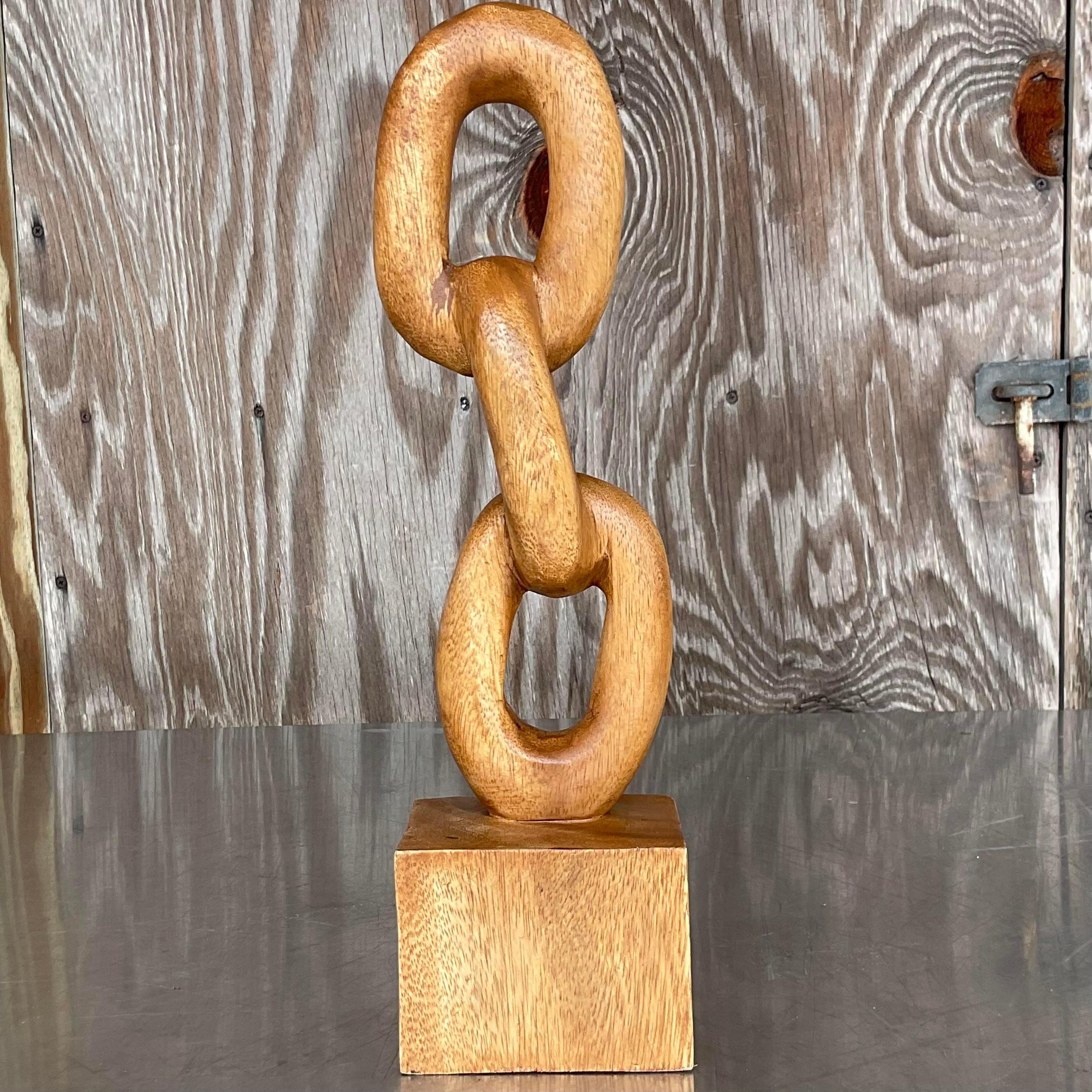 Vintage Hand Carved Chain Link Sculpture For Sale 2