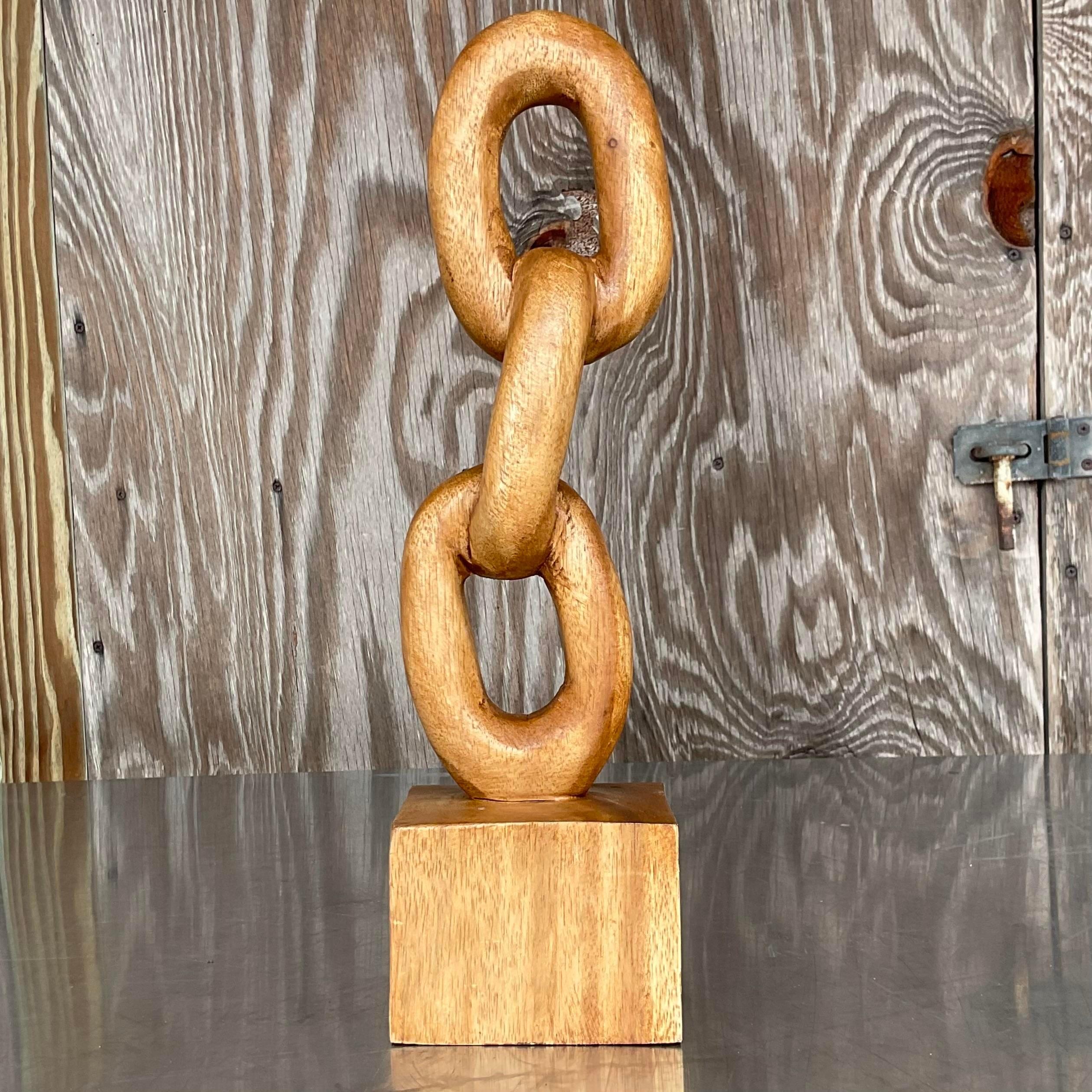 Vintage Hand Carved Chain Link Sculpture For Sale 3