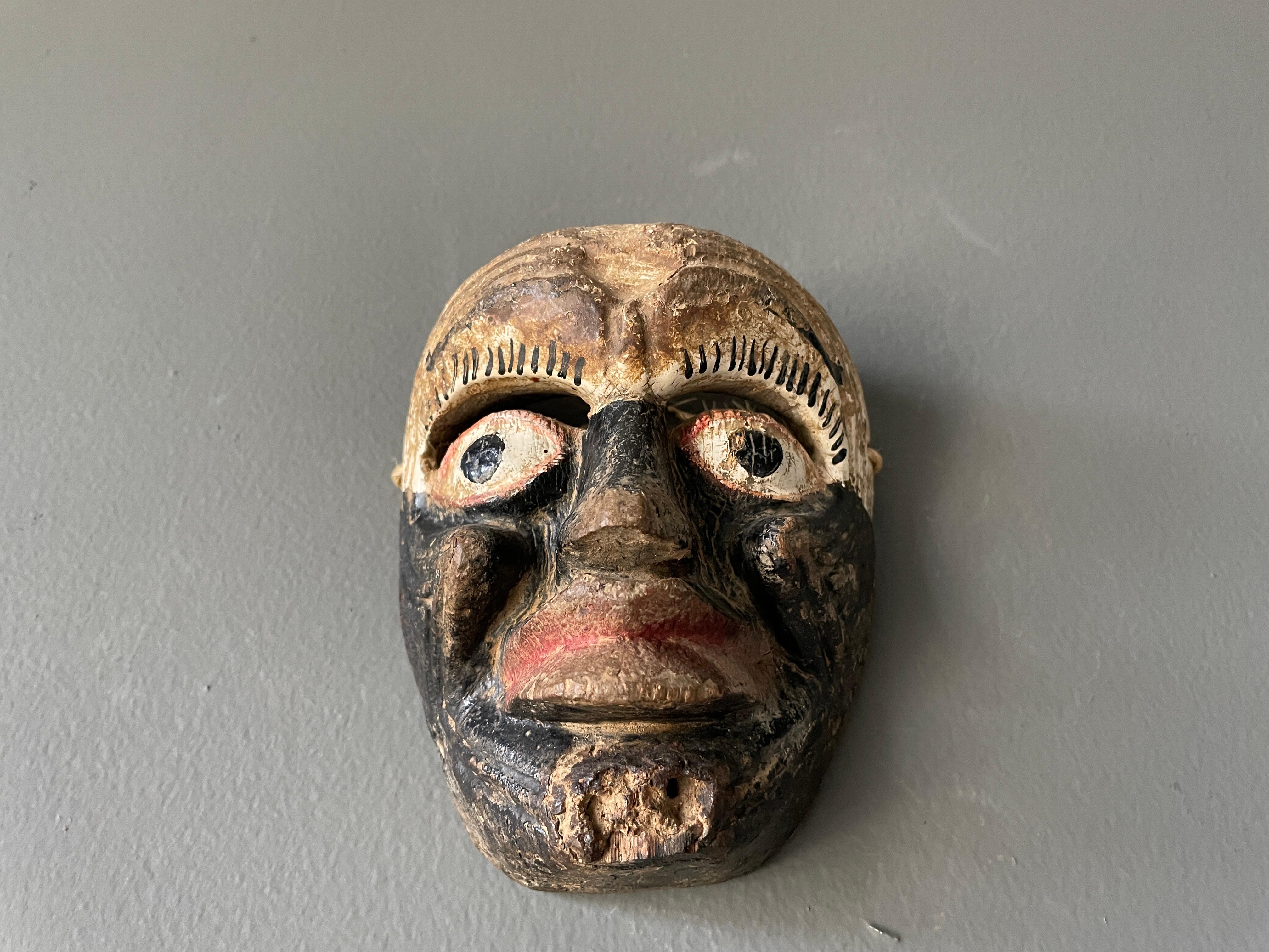 19th Century Vintage Hand Carved Childs Size Tribal Mask