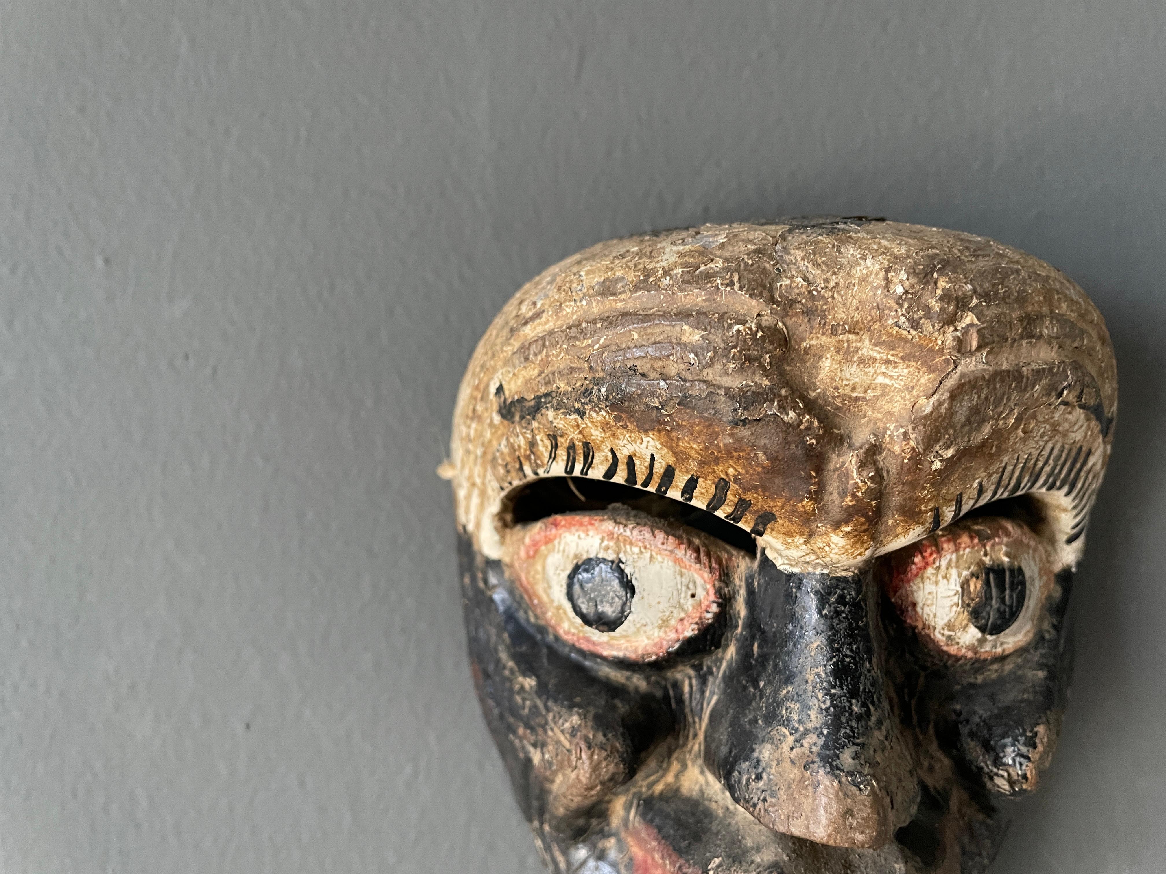 Wood Vintage Hand Carved Childs Size Tribal Mask