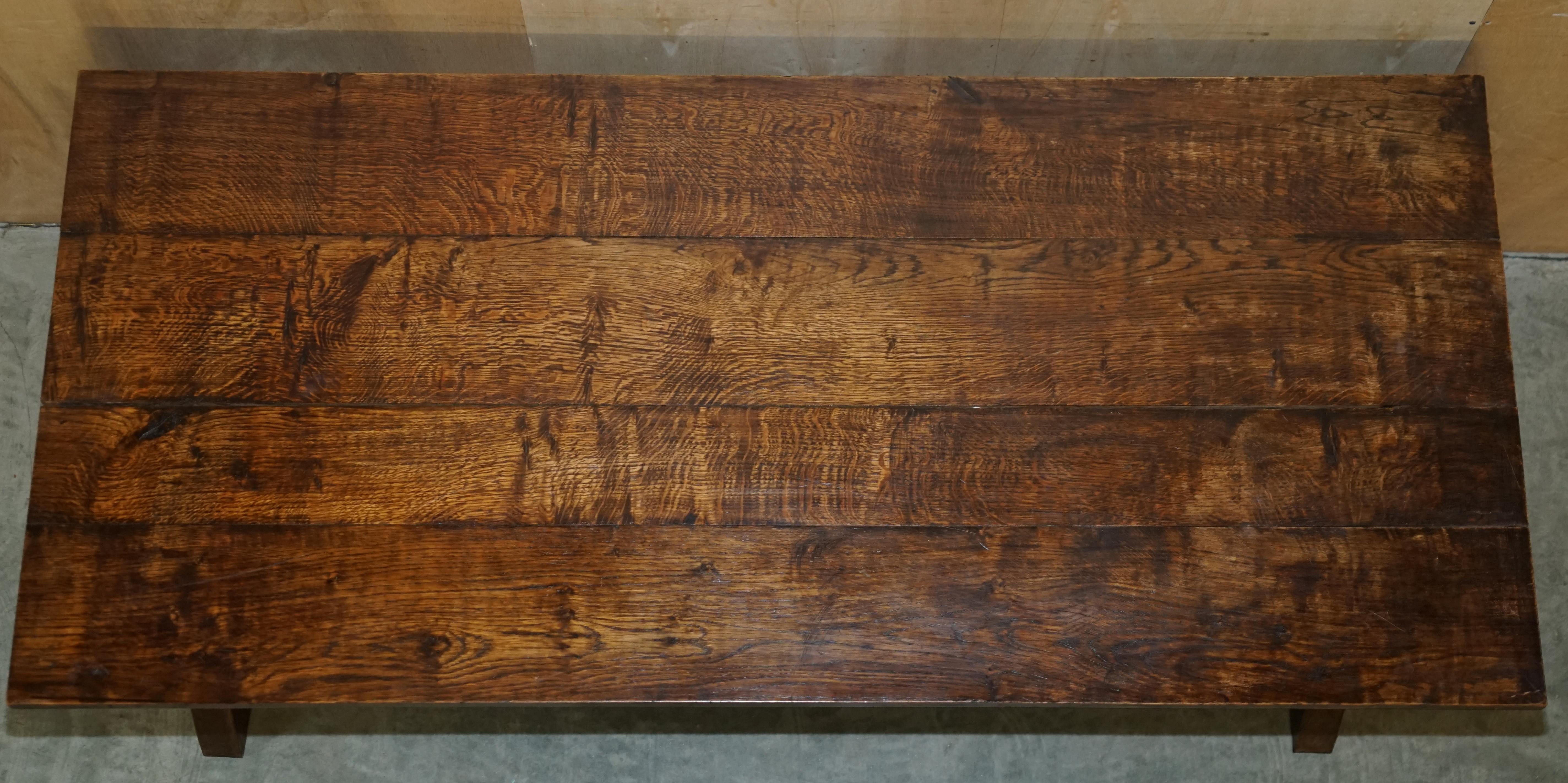 TABLE À MANGER TRESTLE ENGLiSH OAK JACOBEAN STYLE VINTAGE FABRIQUÉ À LA MAIN, ANNÉES 1950 en vente 4