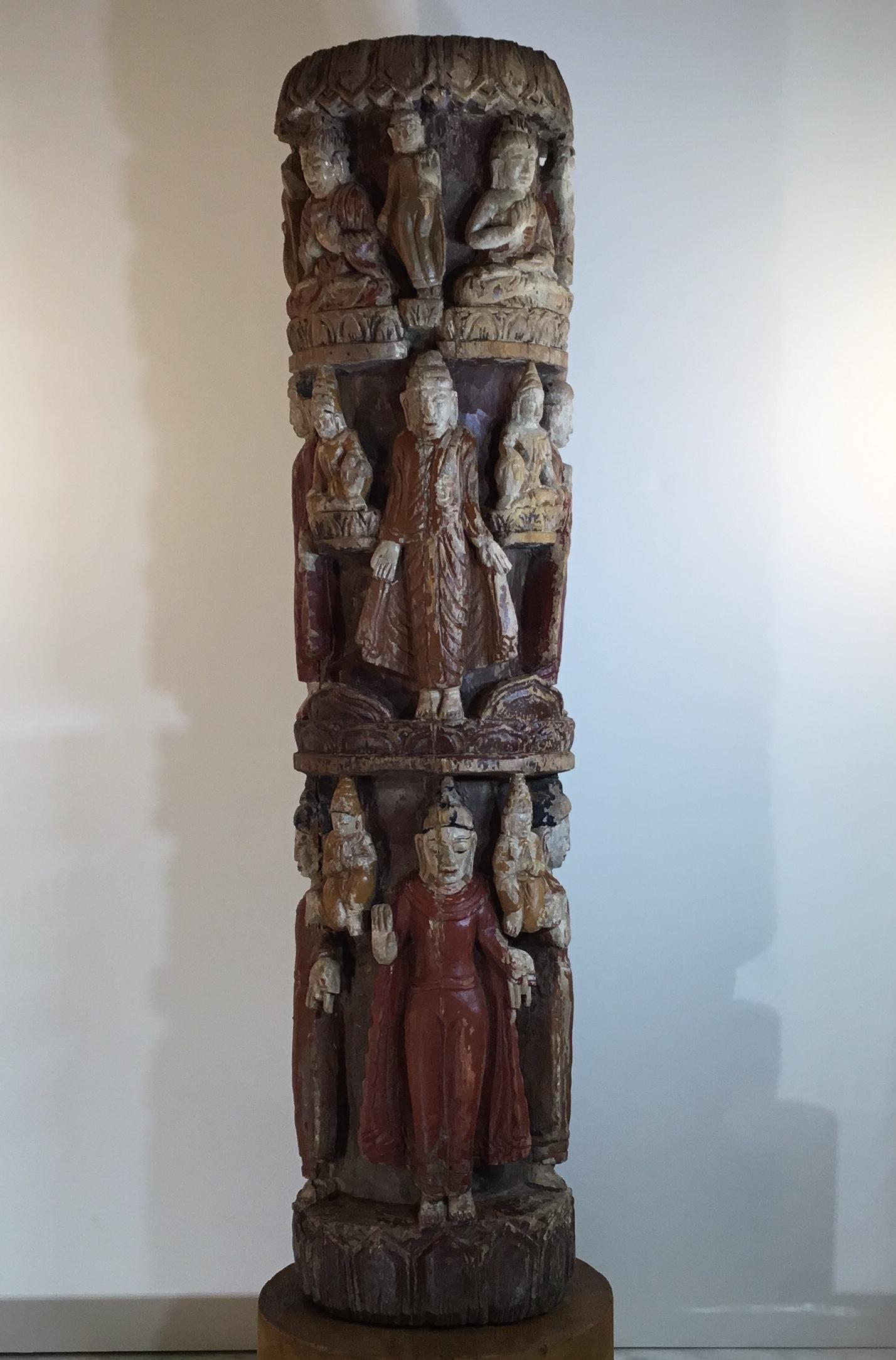 Vintage Hand Carved Cluster of Buddha Statue 5