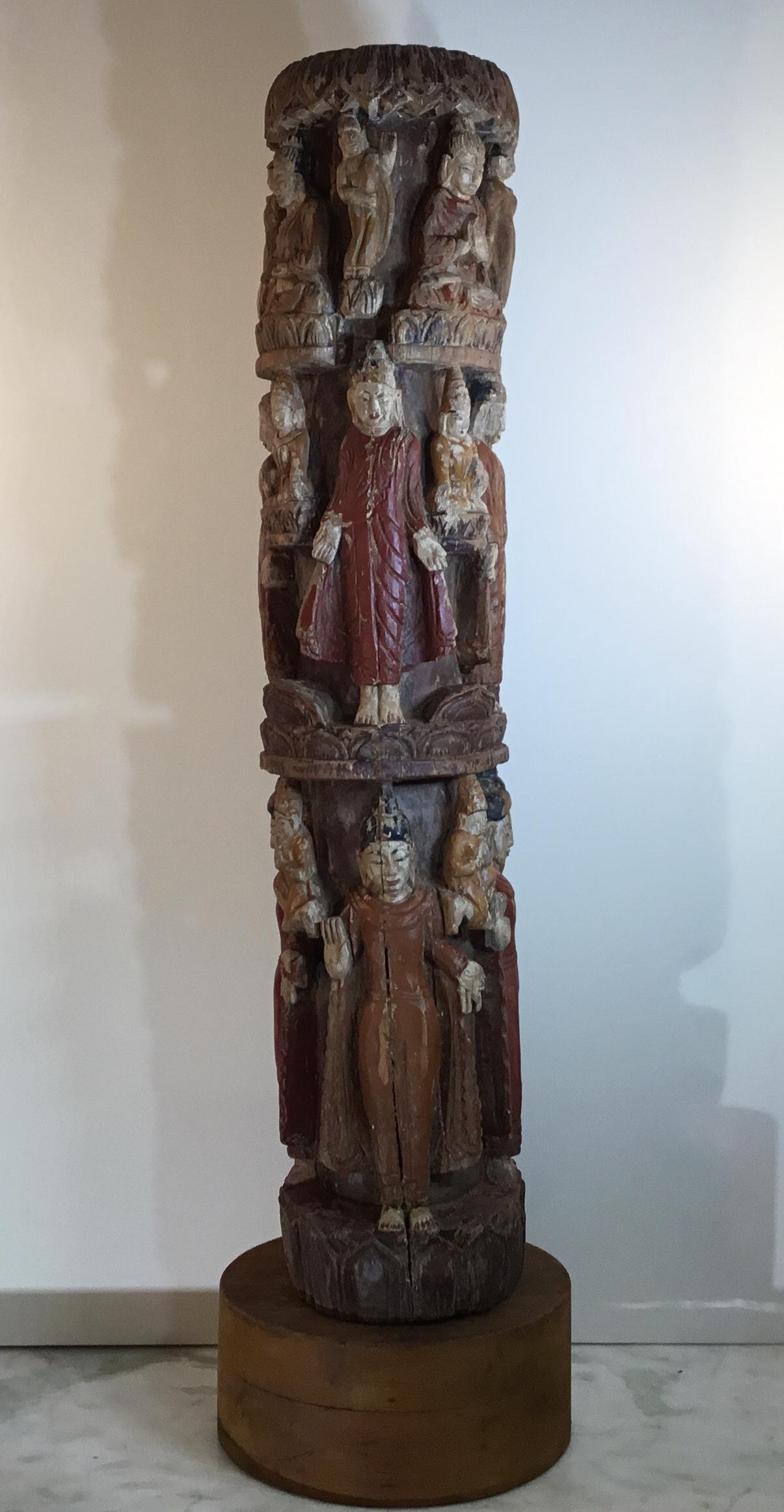 Vintage Hand Carved Cluster of Buddha Statue 10