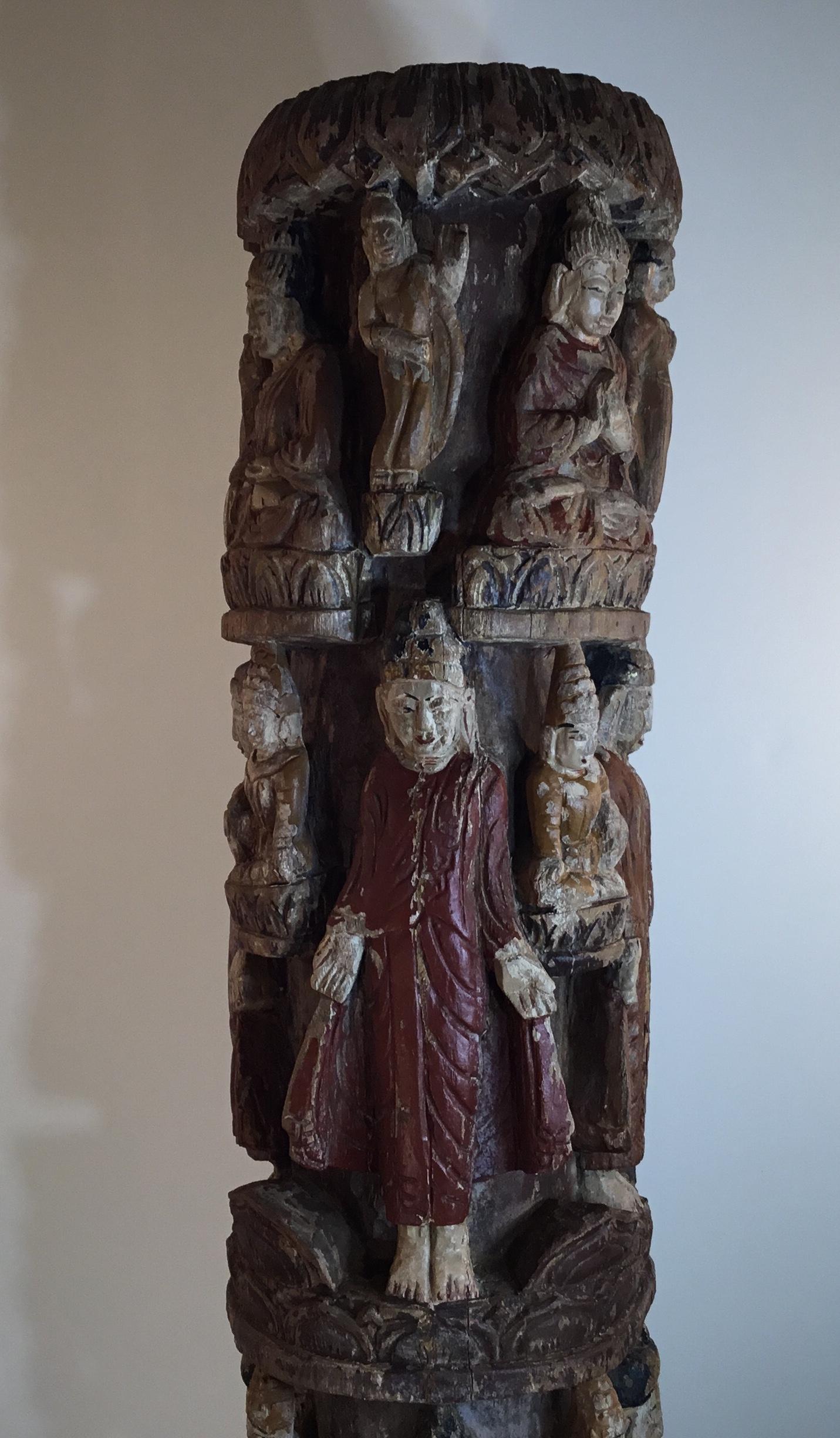 Vintage Hand Carved Cluster of Buddha Statue 11