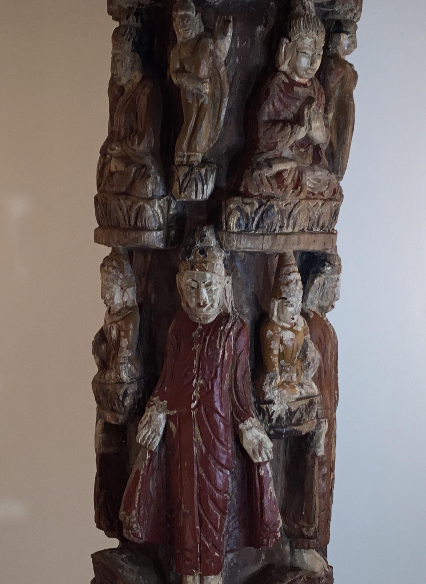 Vintage Hand Carved Cluster of Buddha Statue 13