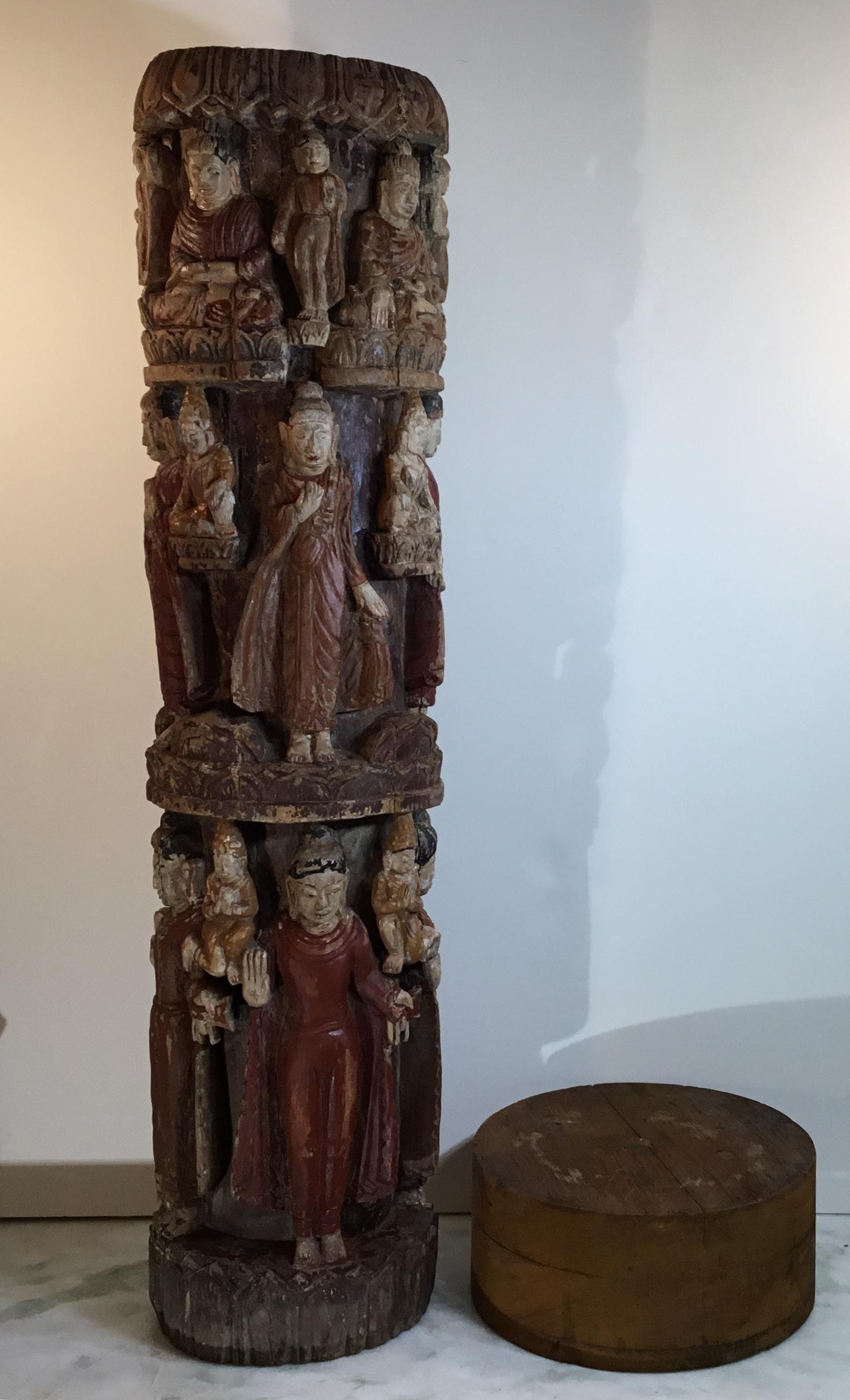 Vintage Hand Carved Cluster of Buddha Statue 14