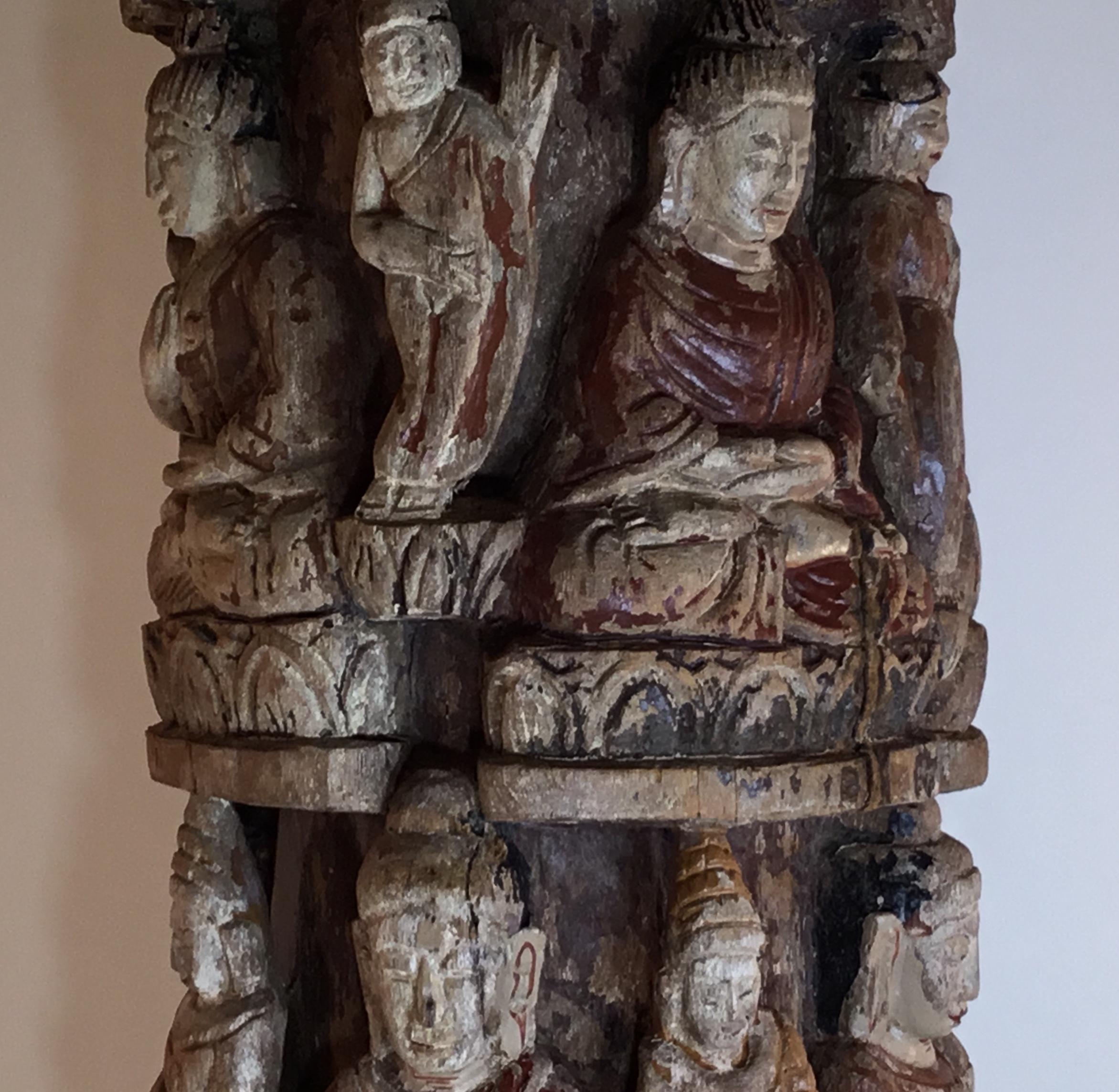 Vintage Hand Carved Cluster of Buddha Statue 3