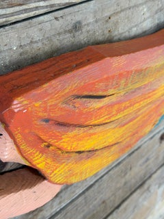 Vintage Hand-Carved Coastal Folk Art Mermaid Wall Sculpture