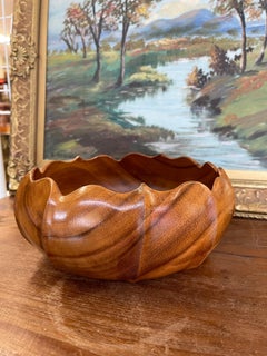 Vintage Hand-Carved Decorative Wood Bowl by Pacific Traders, Made in Philippines