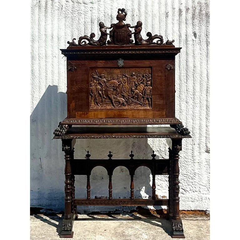 Incredible hand carved Rococo writing desk and console table. Two separate pieces that have been combined over the years. I hate to separate them since they have been together so long. But individually they are both equally amazing. Great as an