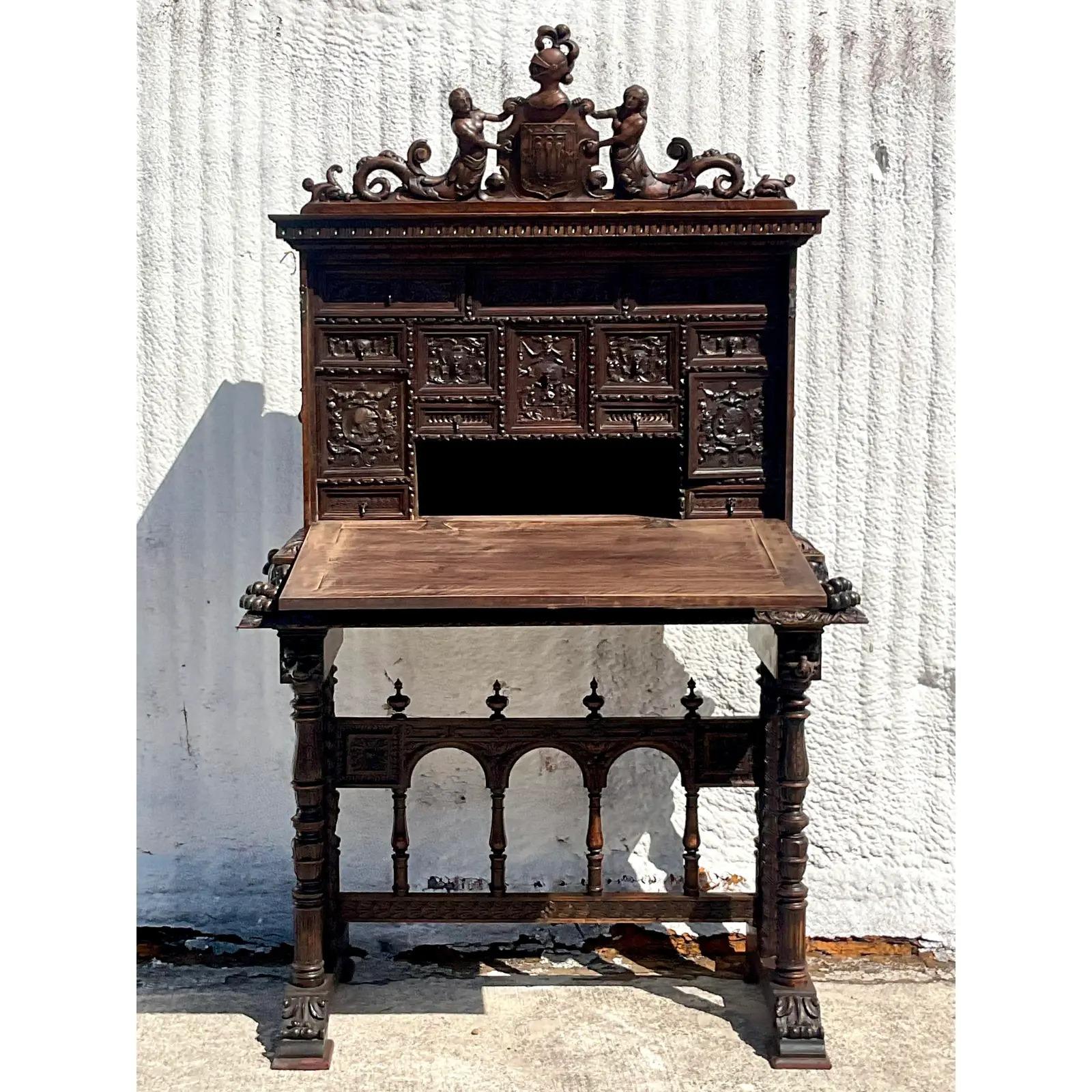 Rococo Vintage Hand Carved Desk and Console