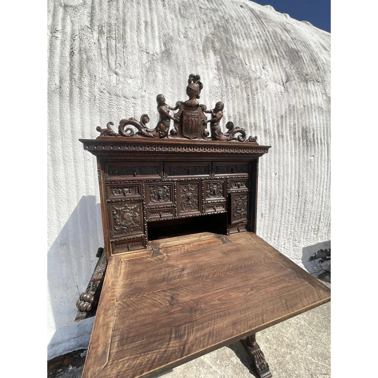 Vintage Hand Carved Desk and Console 2