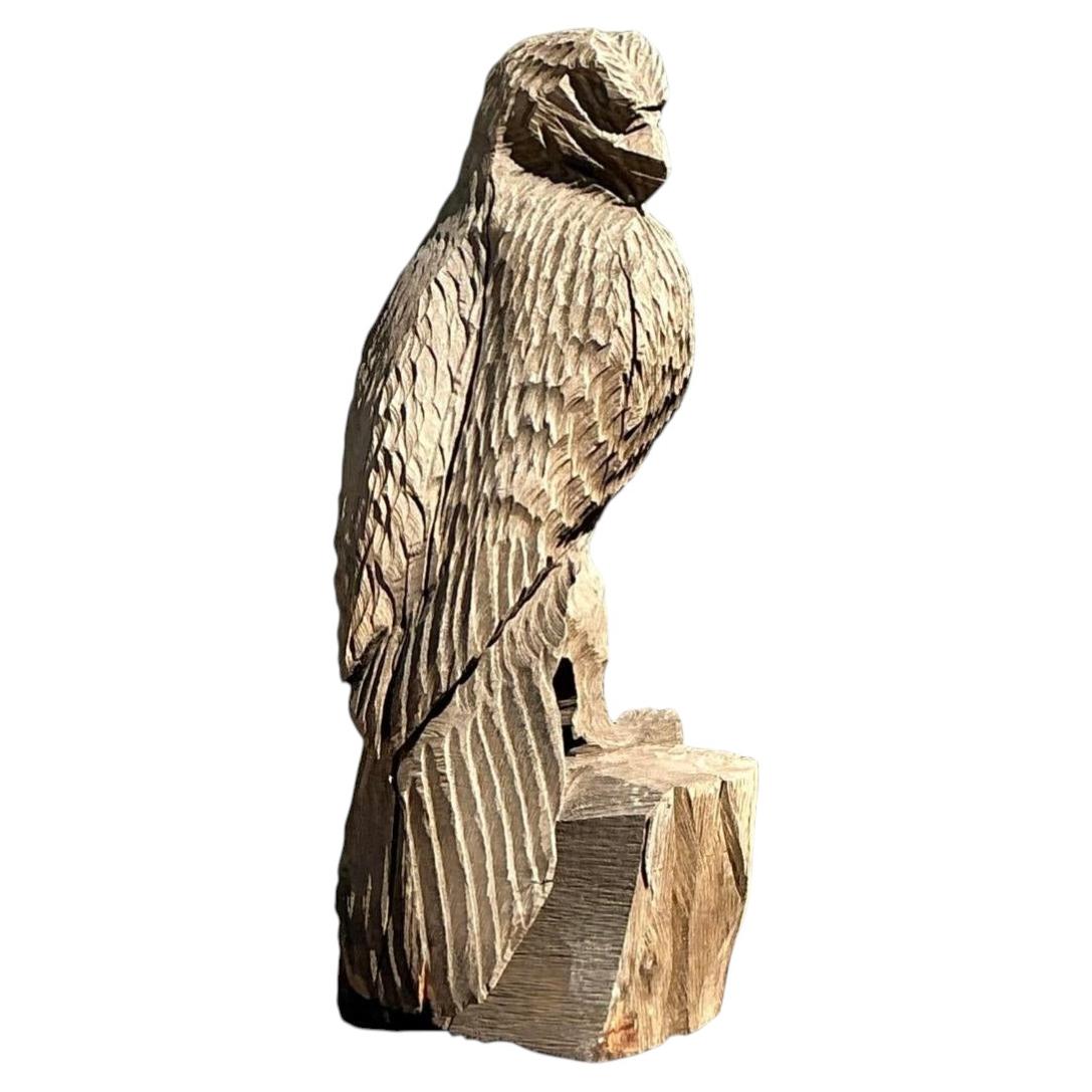 Vintage Hand Carved Eagle Statue