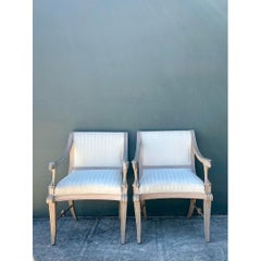 Vintage Hand Carved Eagles Head Lounge Chairs - A Pair