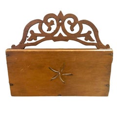 Vintage Hand Carved Edwardian Wooden Wall Mailer Mailbox w/ Star