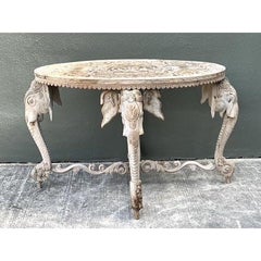 Vintage Hand Carved Elephant Side Table