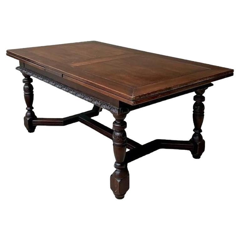 Vintage Hand Carved Extendable Dining Table For Sale
