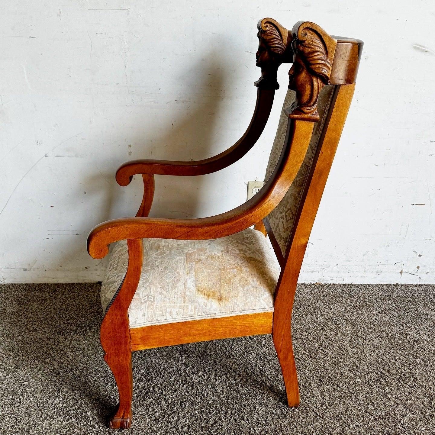 Late 20th Century Vintage Hand Carved Face and Clawfoot Dining Chair For Sale