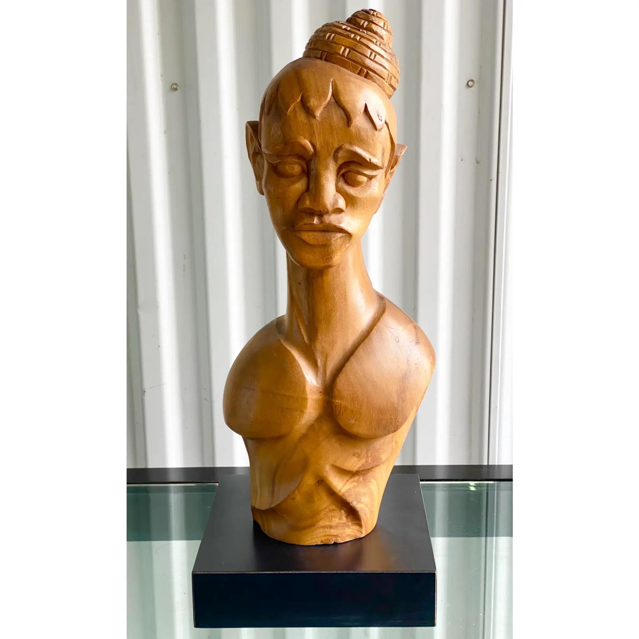 Buste de femme vintage sculpté à la main en vente 4